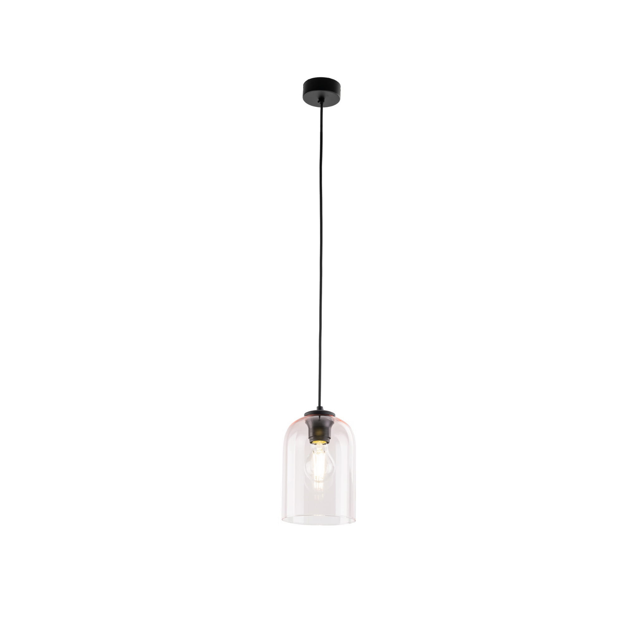 Lampa wisząca nowoczesna elegancka loft industrialna klosz szklany różowa czarna TK Lighting Molly 10296 1x15W E27