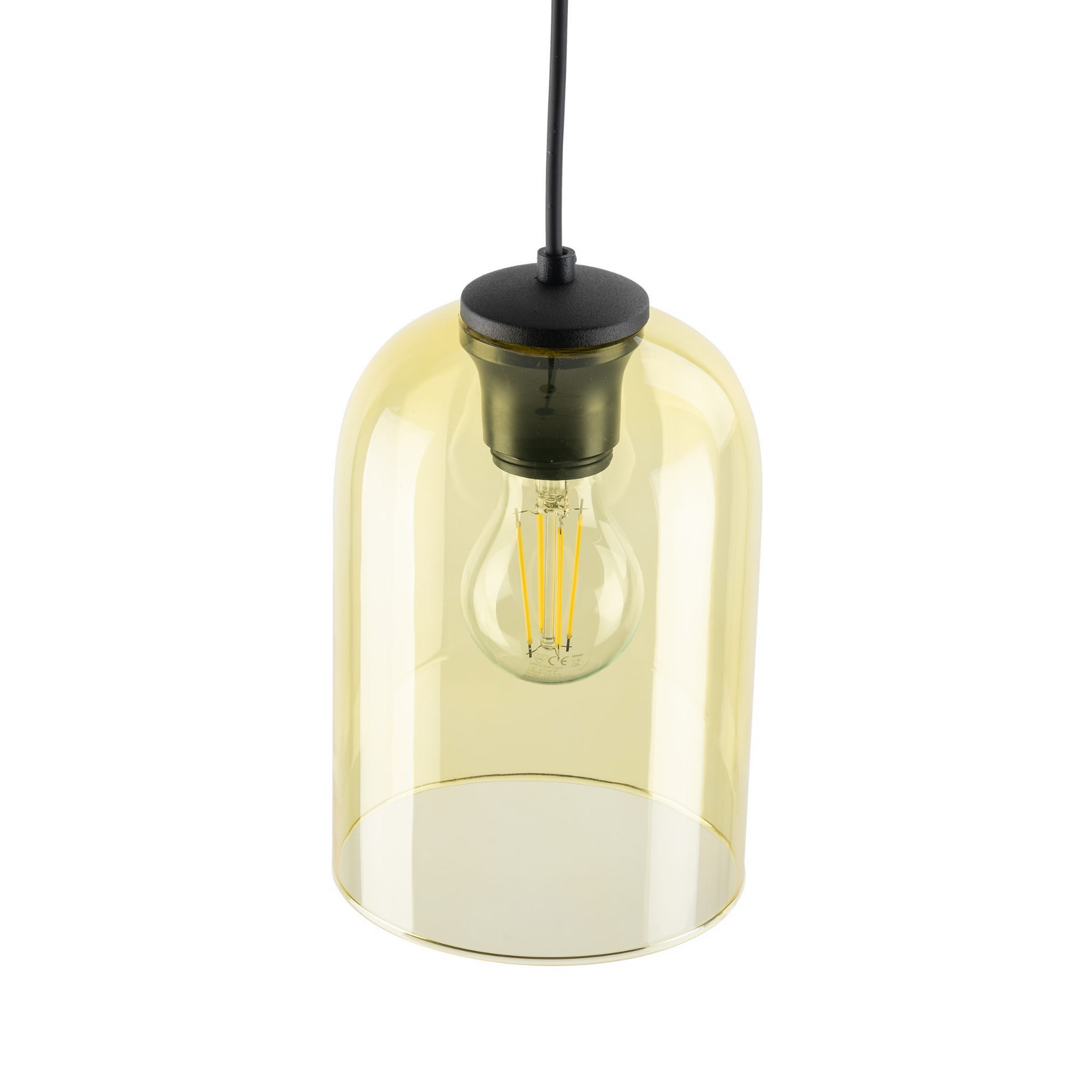 Lampa wisząca nowoczesna elegancka loft industrialna klosz szklany żółta czarna TK Lighting Molly 10297 1x15W E27