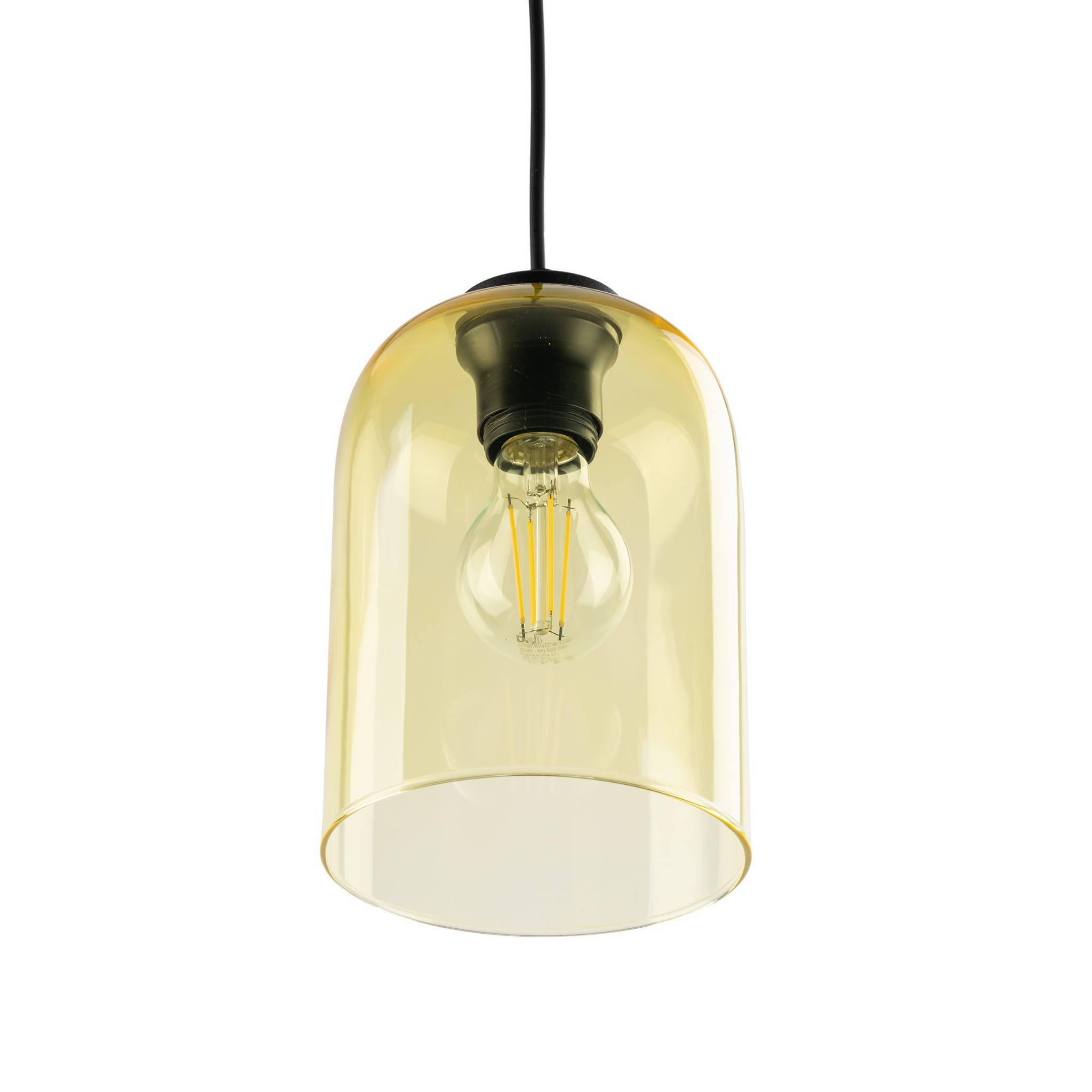 Lampa wisząca nowoczesna elegancka loft industrialna klosz szklany żółta czarna TK Lighting Molly 10297 1x15W E27