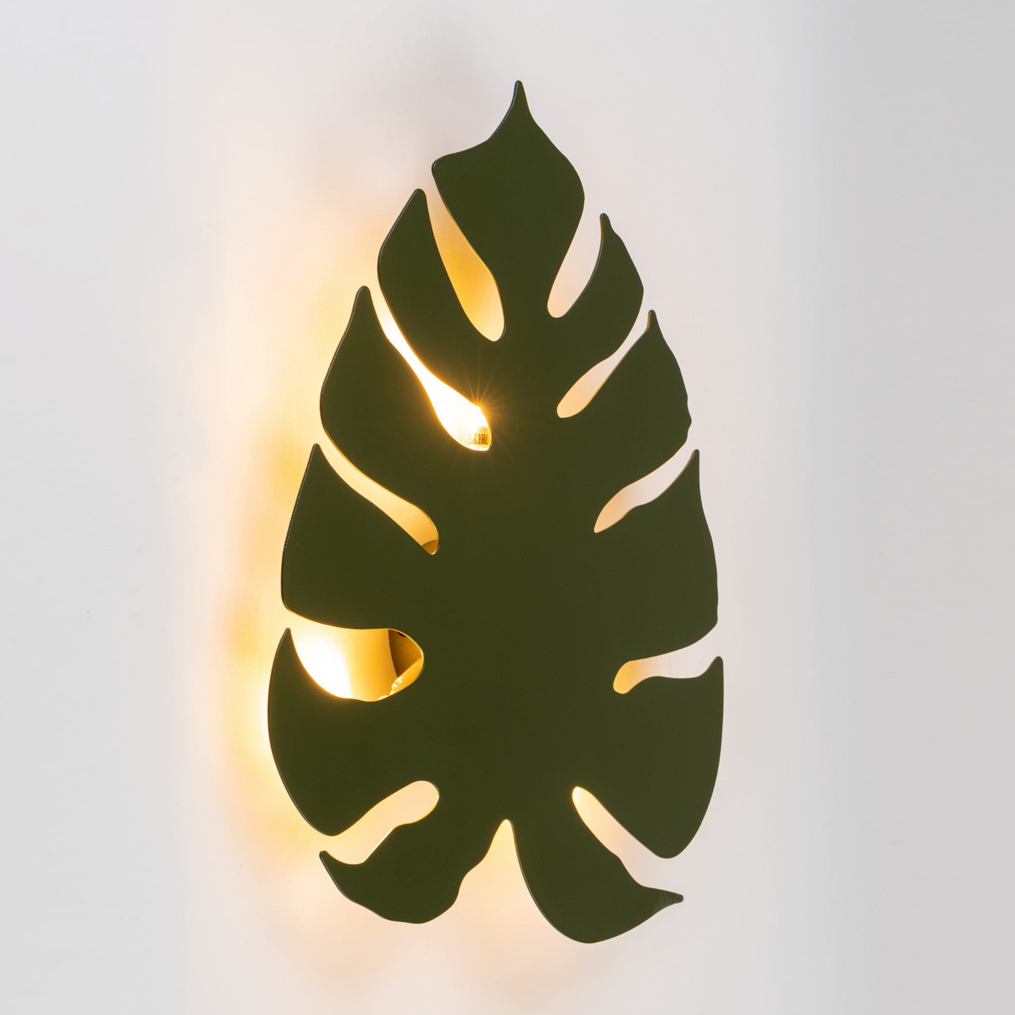 Kinkiet ścienny do salonu sypialni metalowy liść Tk Lighting Monstera 4668 3x6W G9 zielony