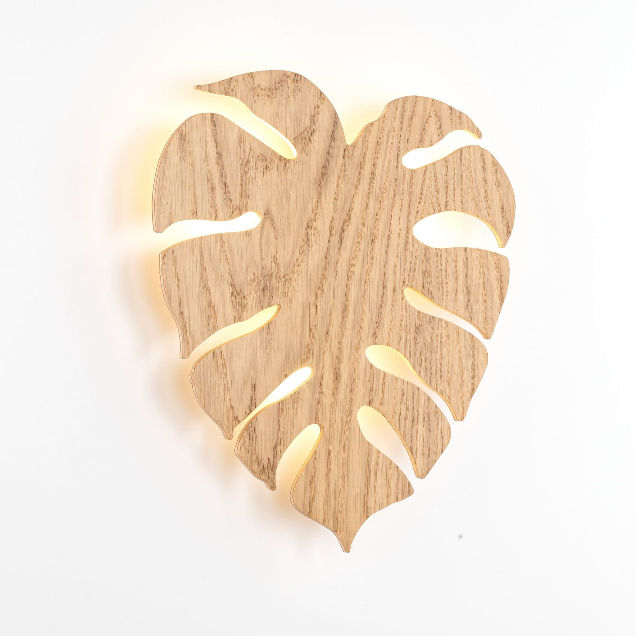 Kinkiet ścienny do salonu sypialni liść drewniany dąb TK Lighting Monstera 5422 3x6W G9