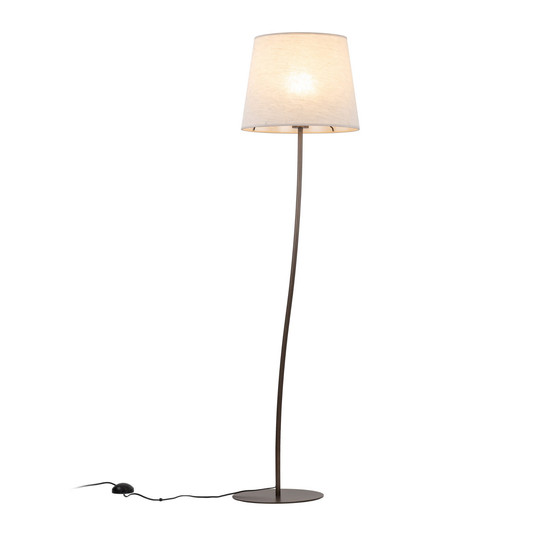 Lampa podłogowa nowoczesna boho skandynawska abażur materiałowy brązowa lniana TK Lighting Nicola 16028 1x15W E27