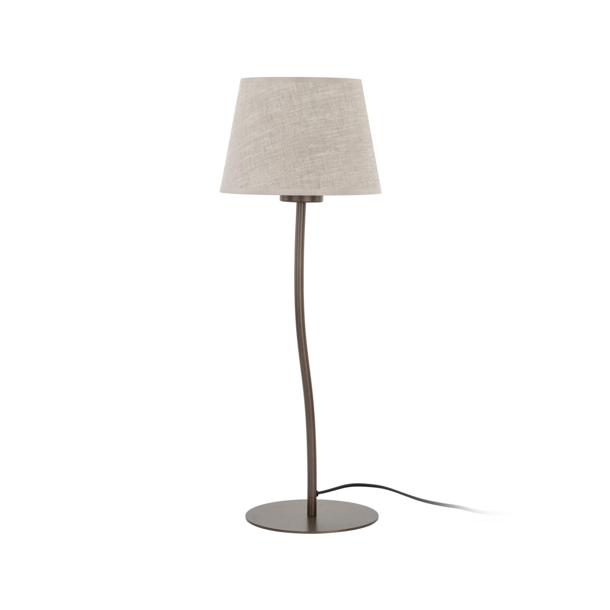Lampka nowoczesna boho skandynawska abażur materiałowy brązowa lniana TK Lighting Nicola 16027 1x15W E27