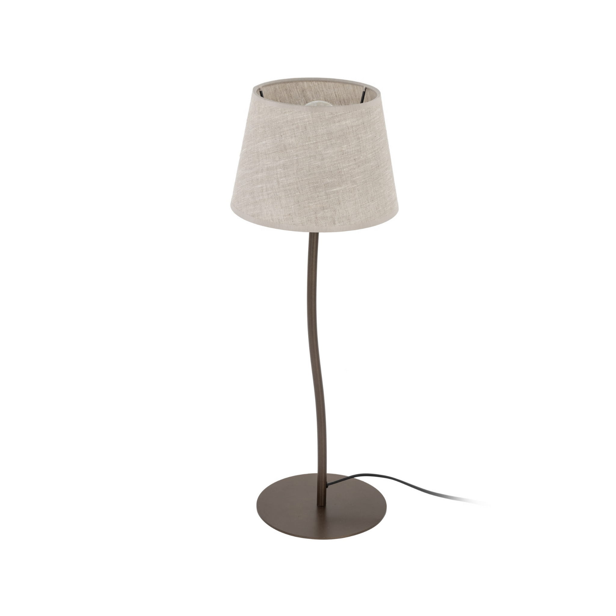 Lampka nowoczesna boho skandynawska abażur materiałowy brązowa lniana TK Lighting Nicola 16027 1x15W E27