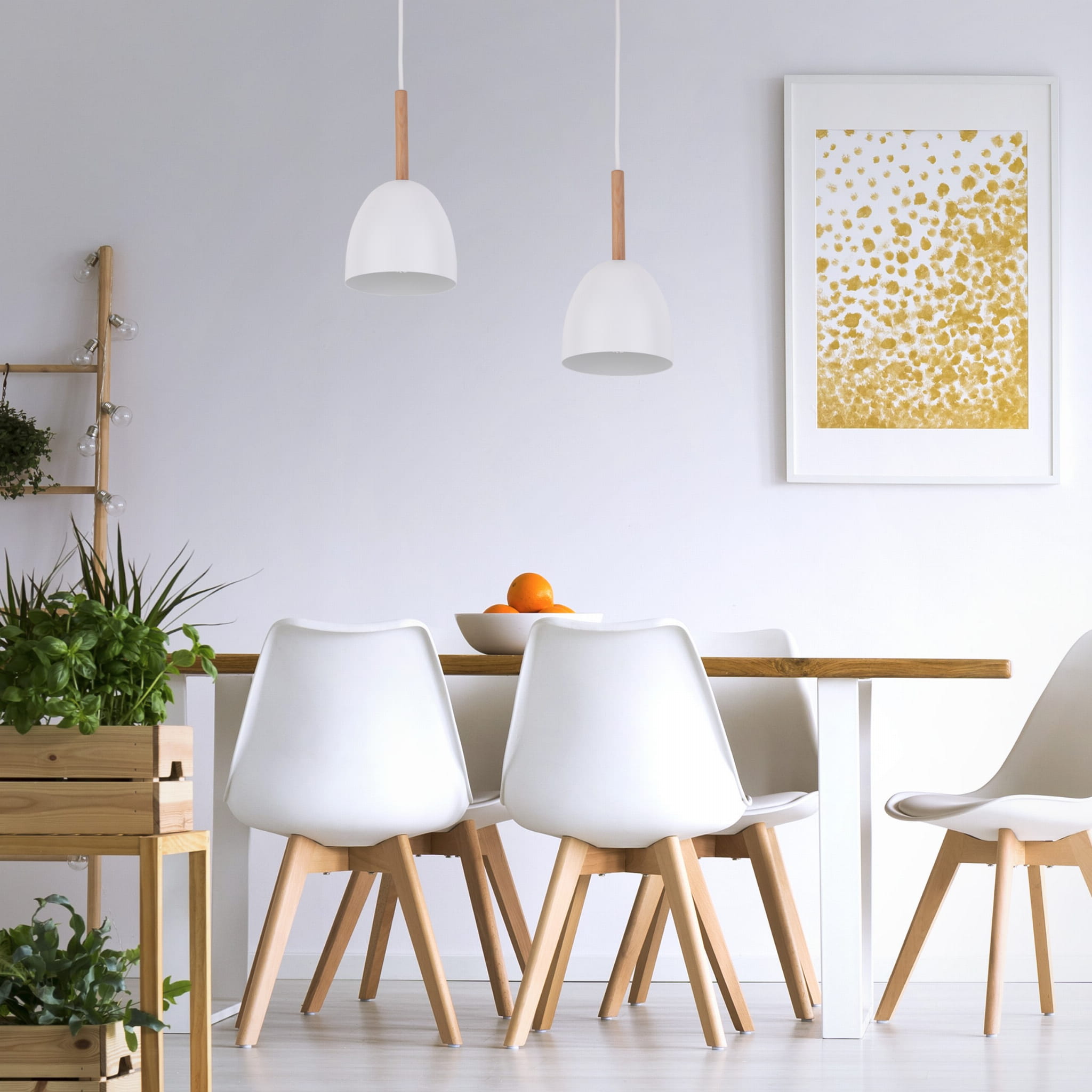 Tk Lighting Nord 4868 lampa wisząca 1x15W E27 biała drewniana