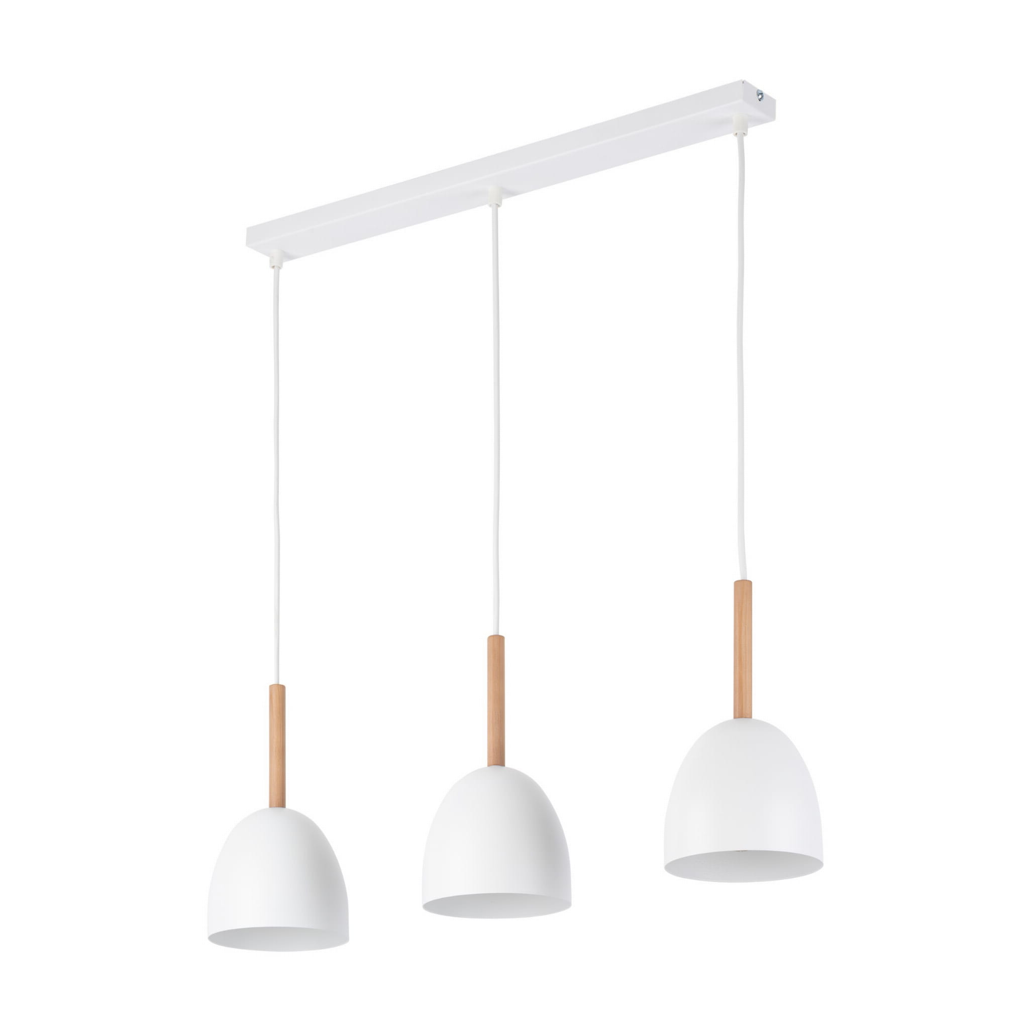 Tk Lighting Nord 4869 lampa wisząca 3x15W E27 biała drewniana