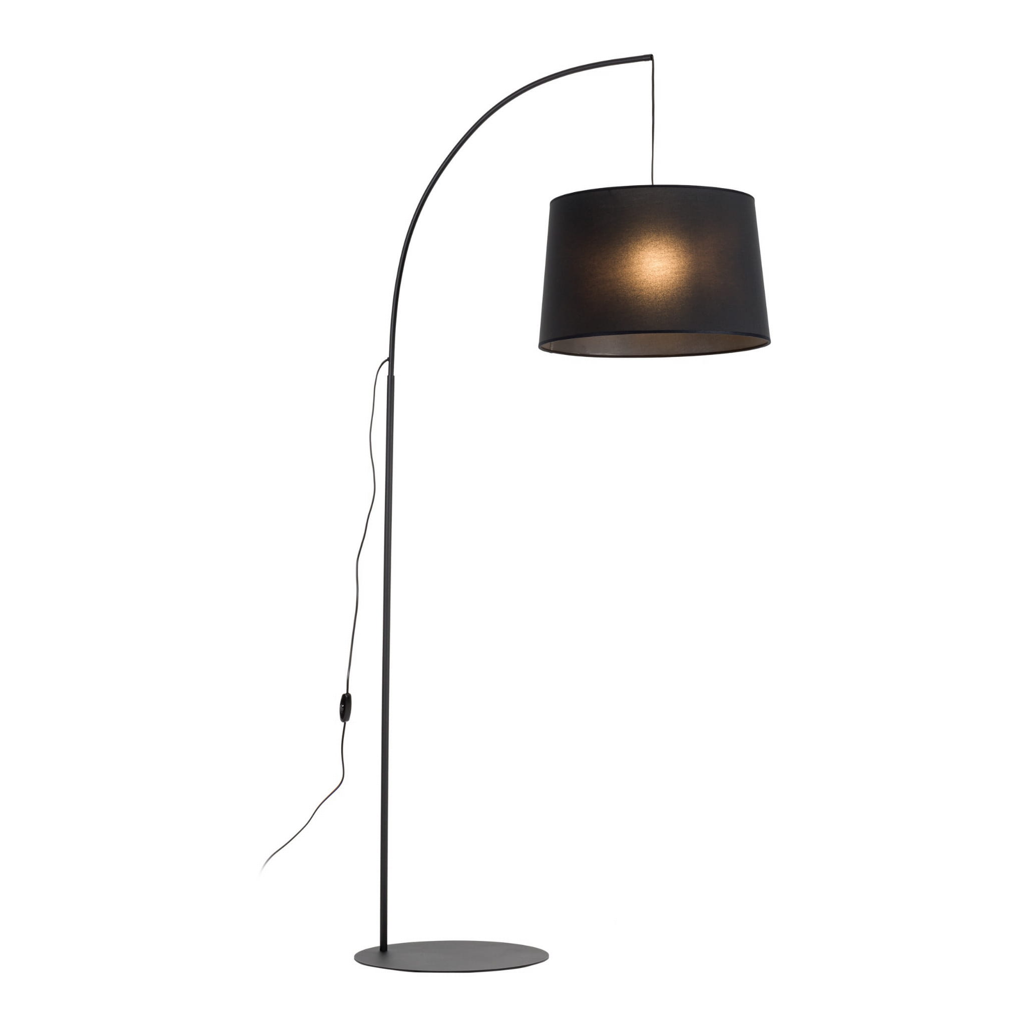 Lampa podłogowa nowoczesna loft łukowa abażur materiałowy czarna TK Lighting Orta 5417 1x15W E27