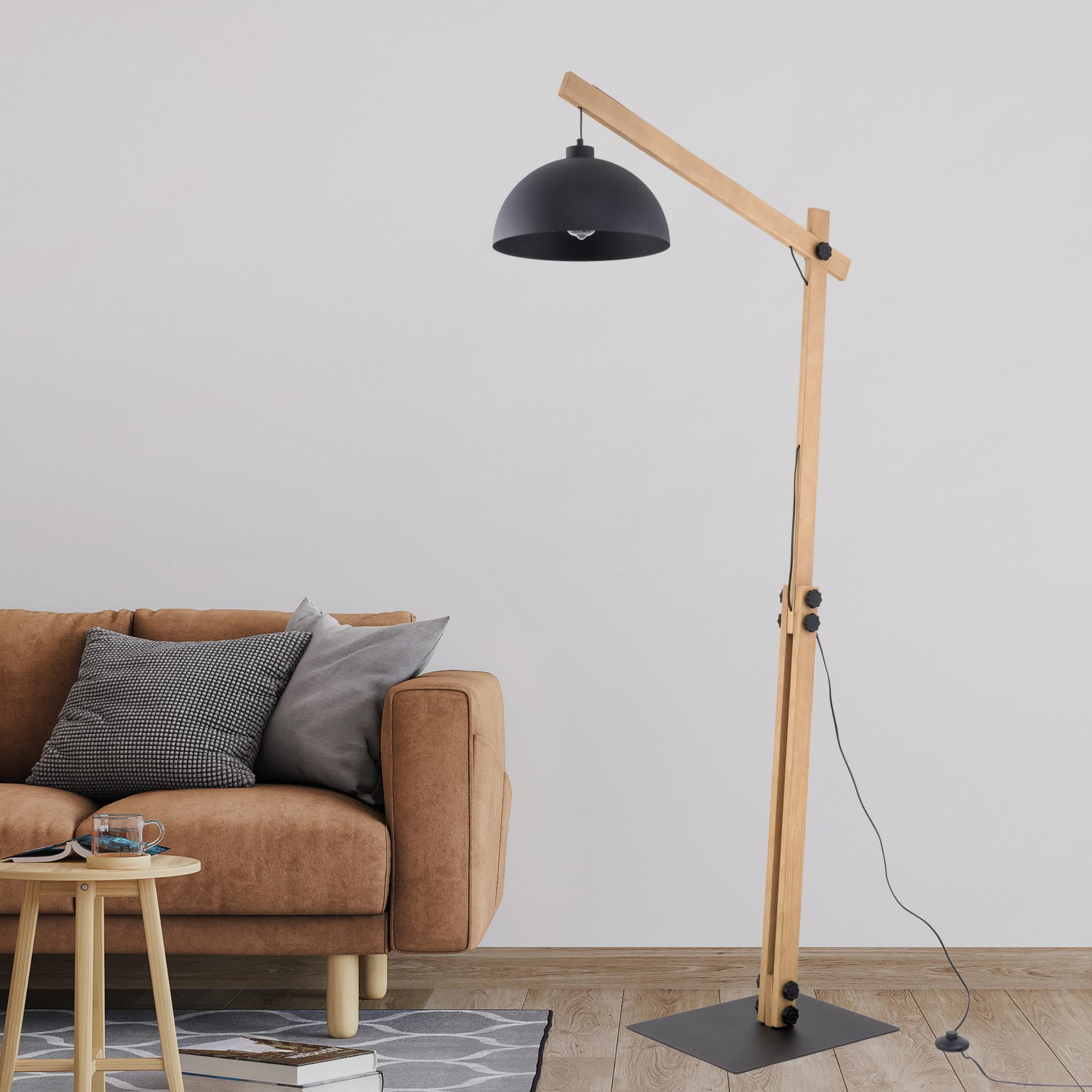 Tk Lighting Oslo 5582 lampa stojąca podłogowa 1x15W E27 czarna drewniana