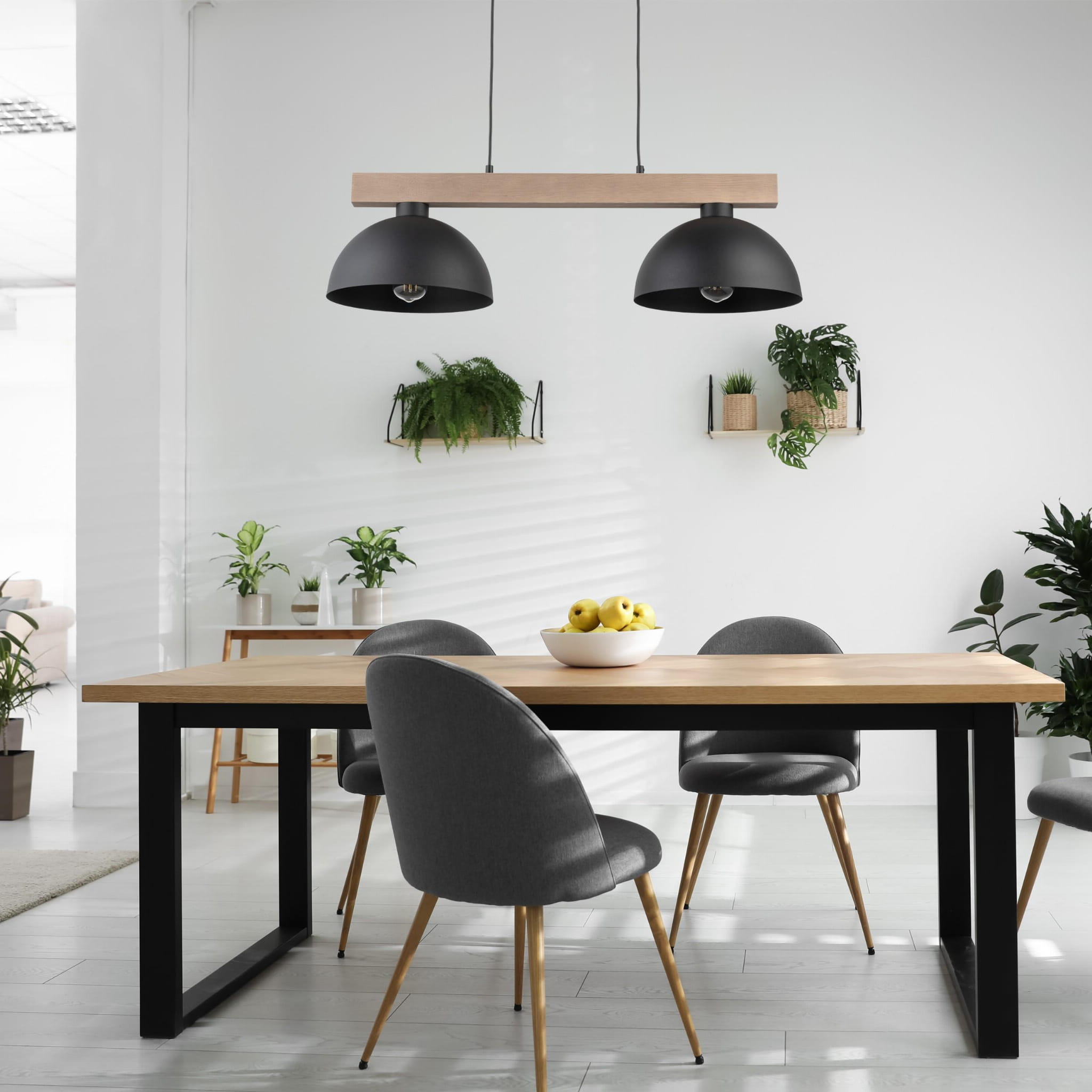 Tk Lighting Oslo 4711 lampa wisząca 2x15W E27 czarna drewniana