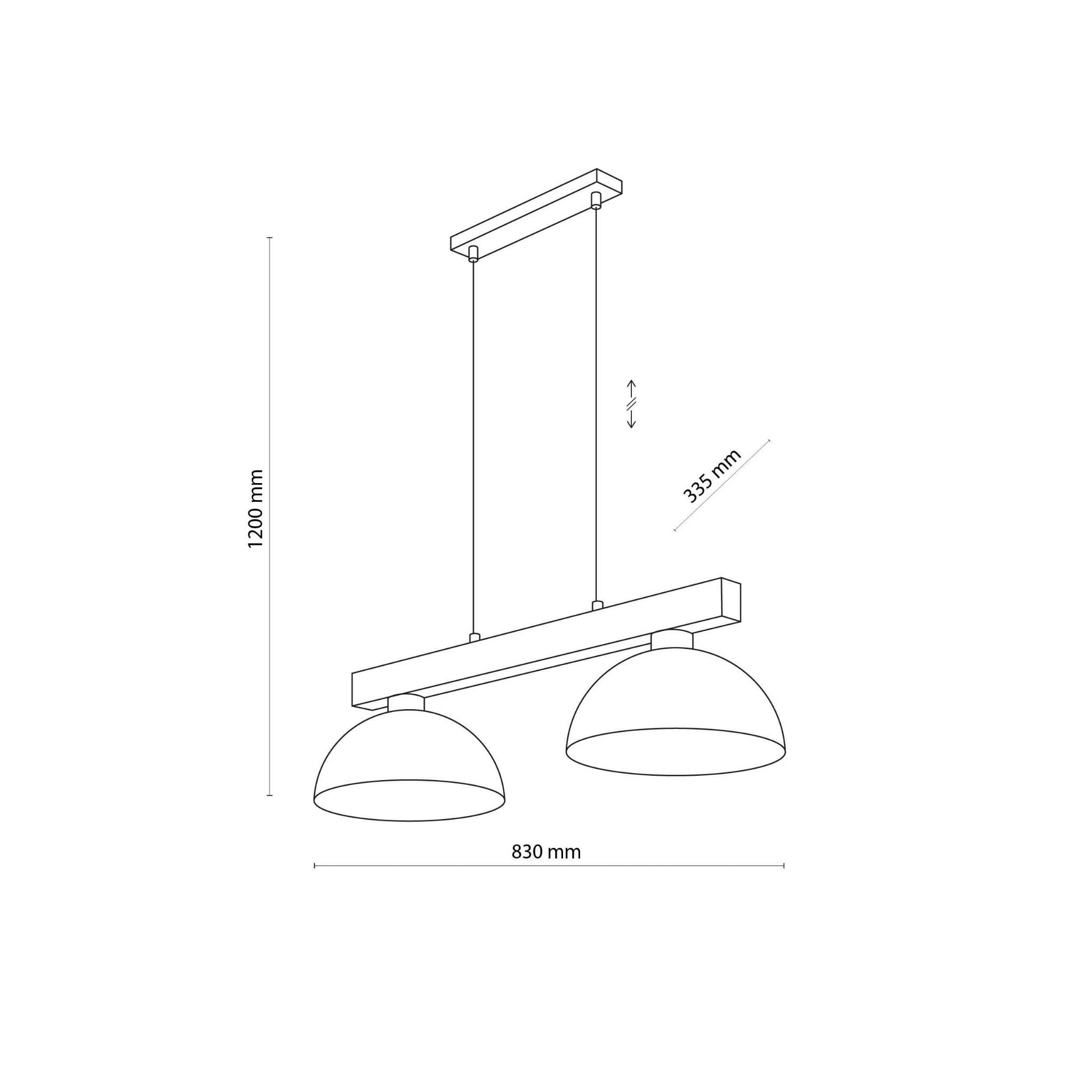 Tk Lighting Oslo 4711 lampa wisząca 2x15W E27 czarna drewniana