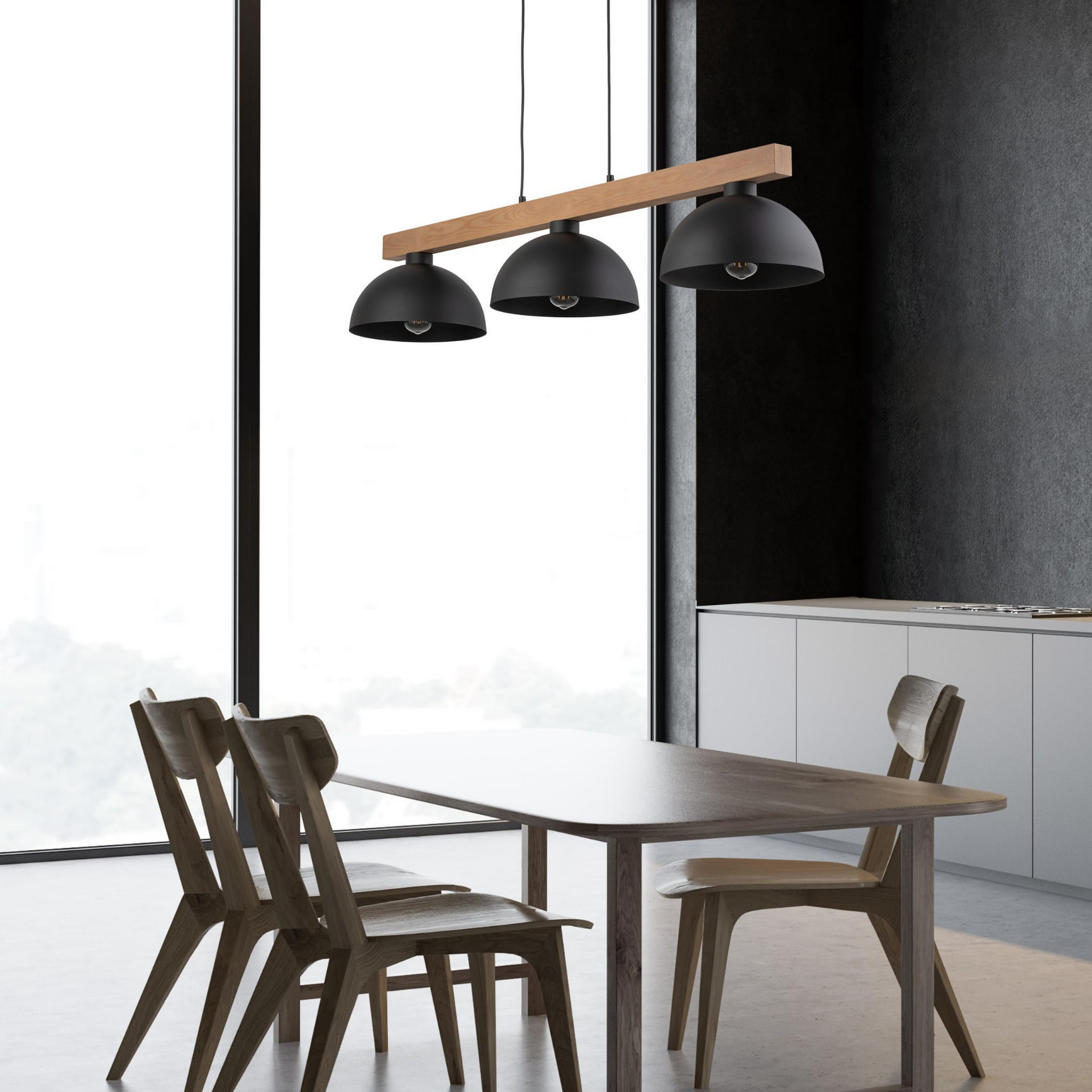 Tk Lighting Oslo 4710 lampa wisząca 3x15W E27 czarna drewniana