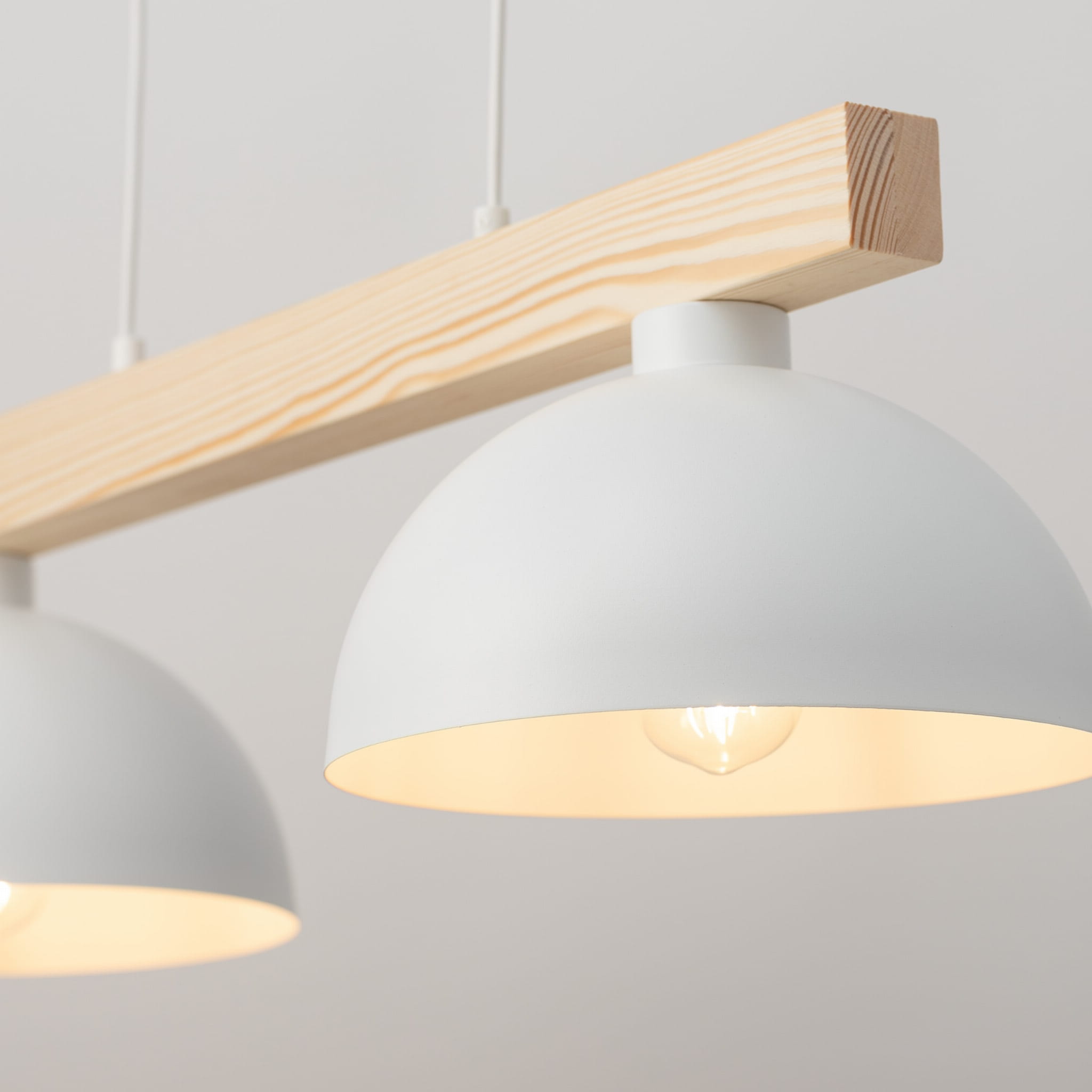 Tk Lighting Oslo 4713 lampa wisząca skandynawska klosze 2x15W E27 biała drewniana