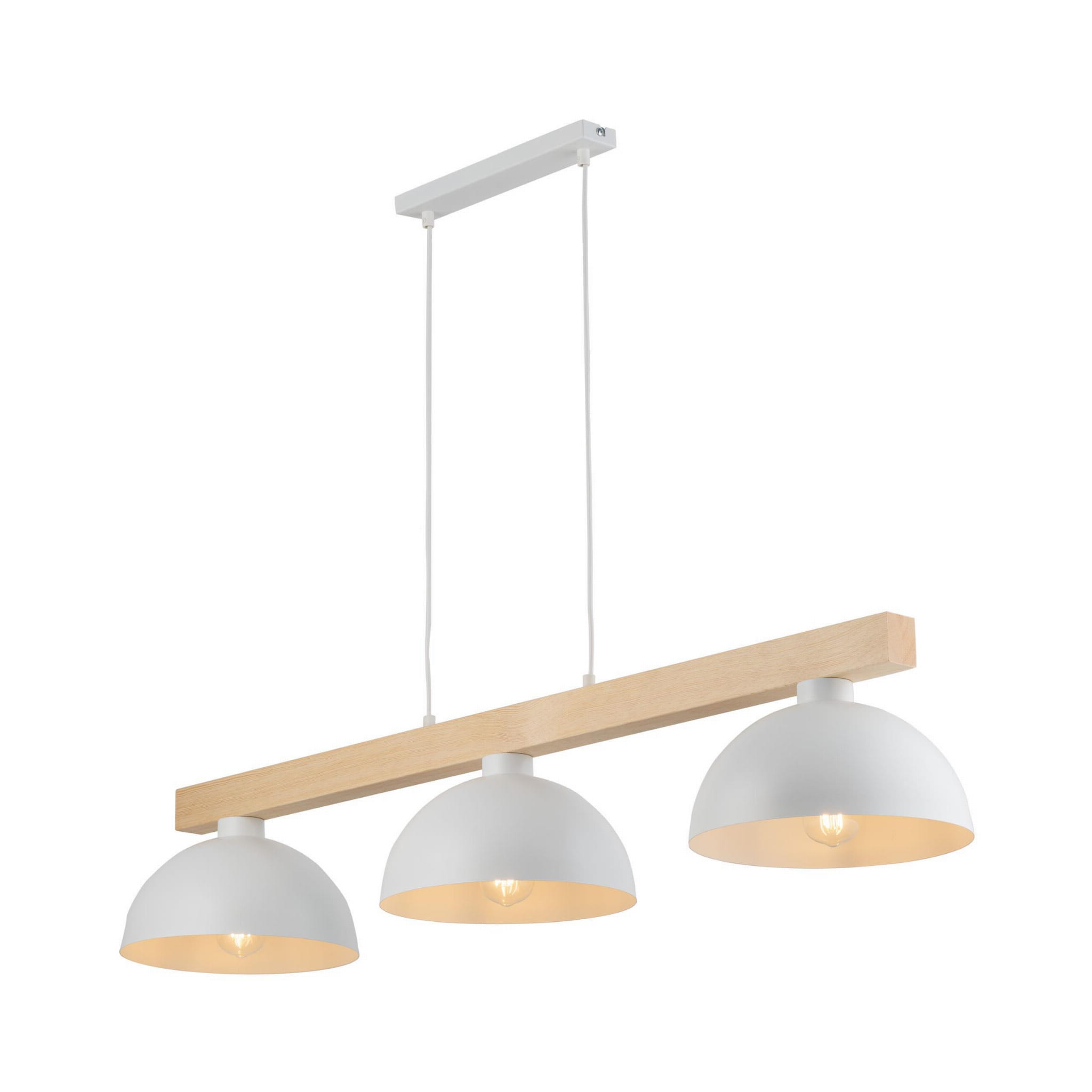 Tk Lighting Oslo 4712 lampa wisząca klosze miski 3x15W E27 biała drewniana