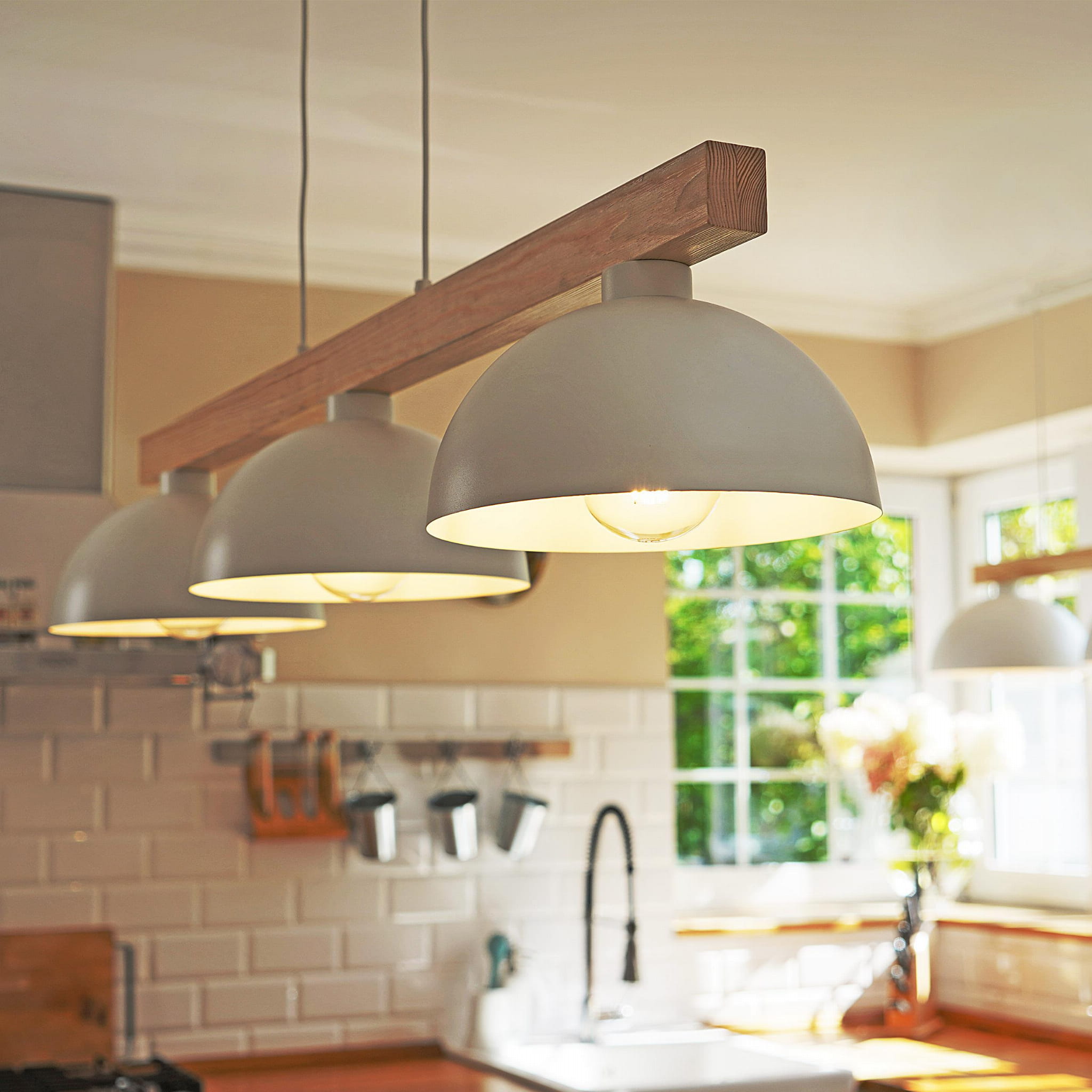 Tk Lighting Oslo 4712 lampa wisząca klosze miski 3x15W E27 biała drewniana