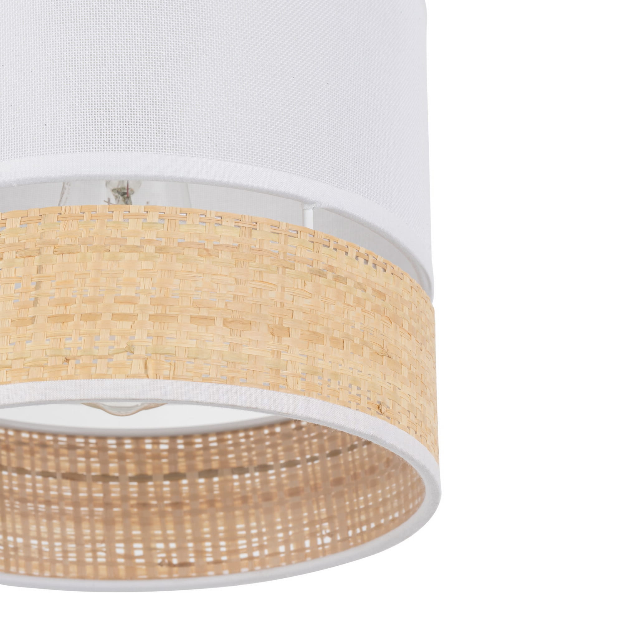 Lampa wisząca nowoczesna vintage boho abażur materiałowy biała rattan TK Lighting Paglia 4766 1x15W E27