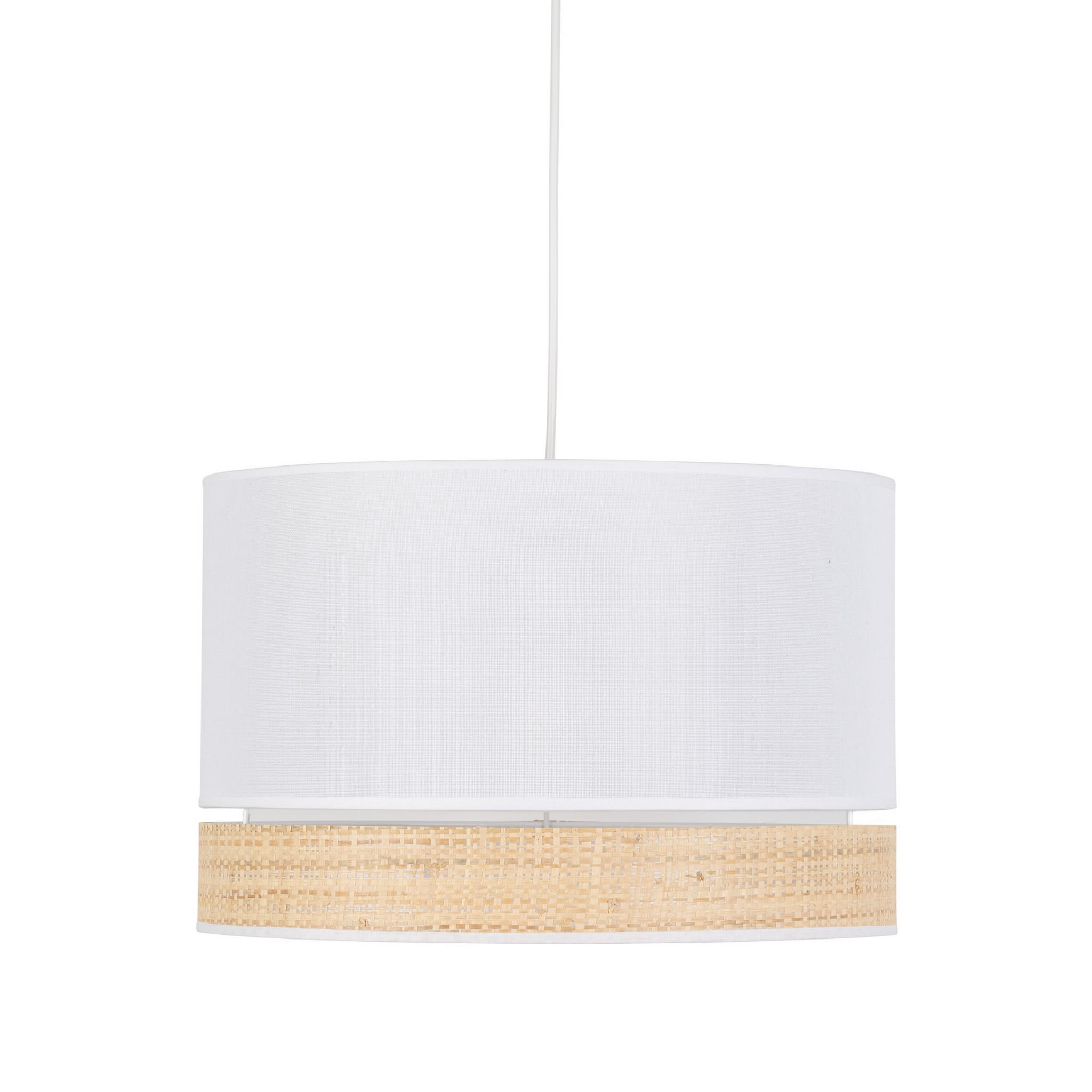 Lampa wisząca nowoczesna vintage boho abażur materiałowy biała rattan TK Lighting Paglia 4768 1x15W E27