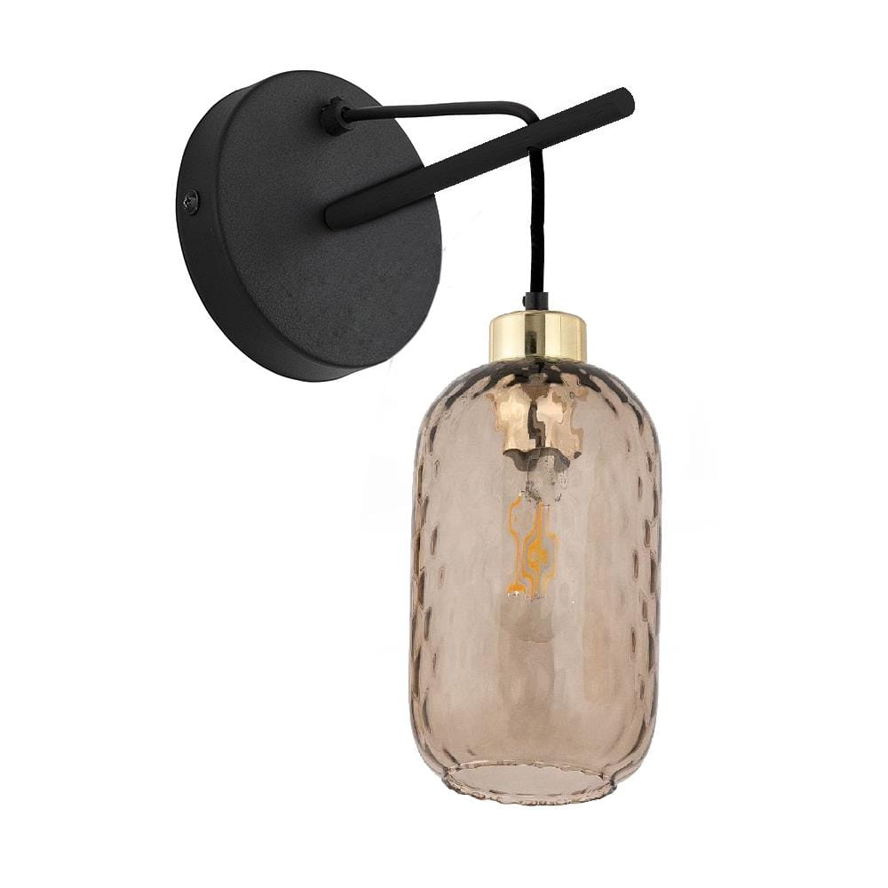 Kinkiet nowoczesny elegancki glamour loft industrialny klosz szklany bursztynowy czarny TK Lighting Pescara 6480 1x15W E27