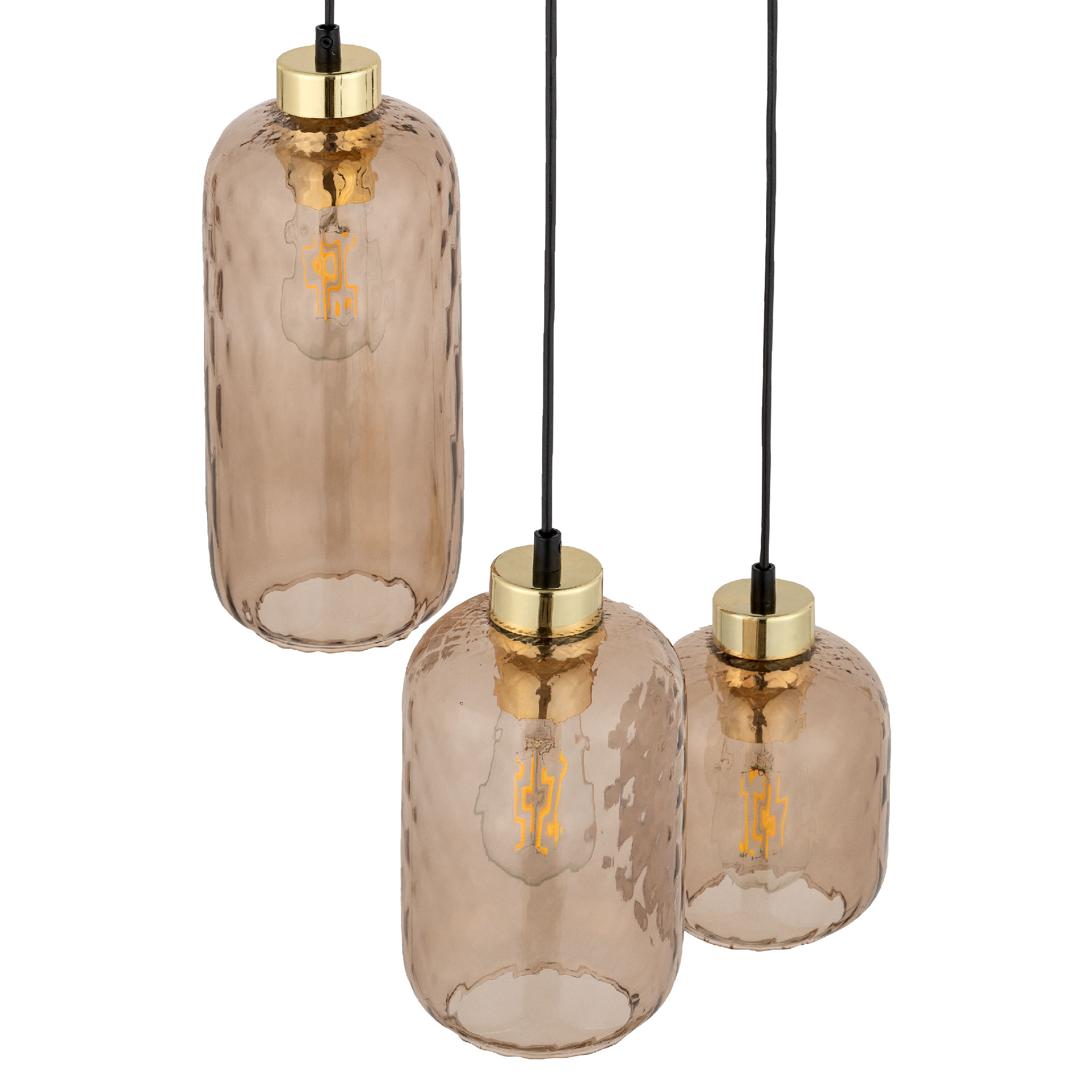 Lampa wisząca nowoczesna elegancka glamour loft klosz szklany bursztynowa czarna TK Lighting Pescara 4576 3x15W E27