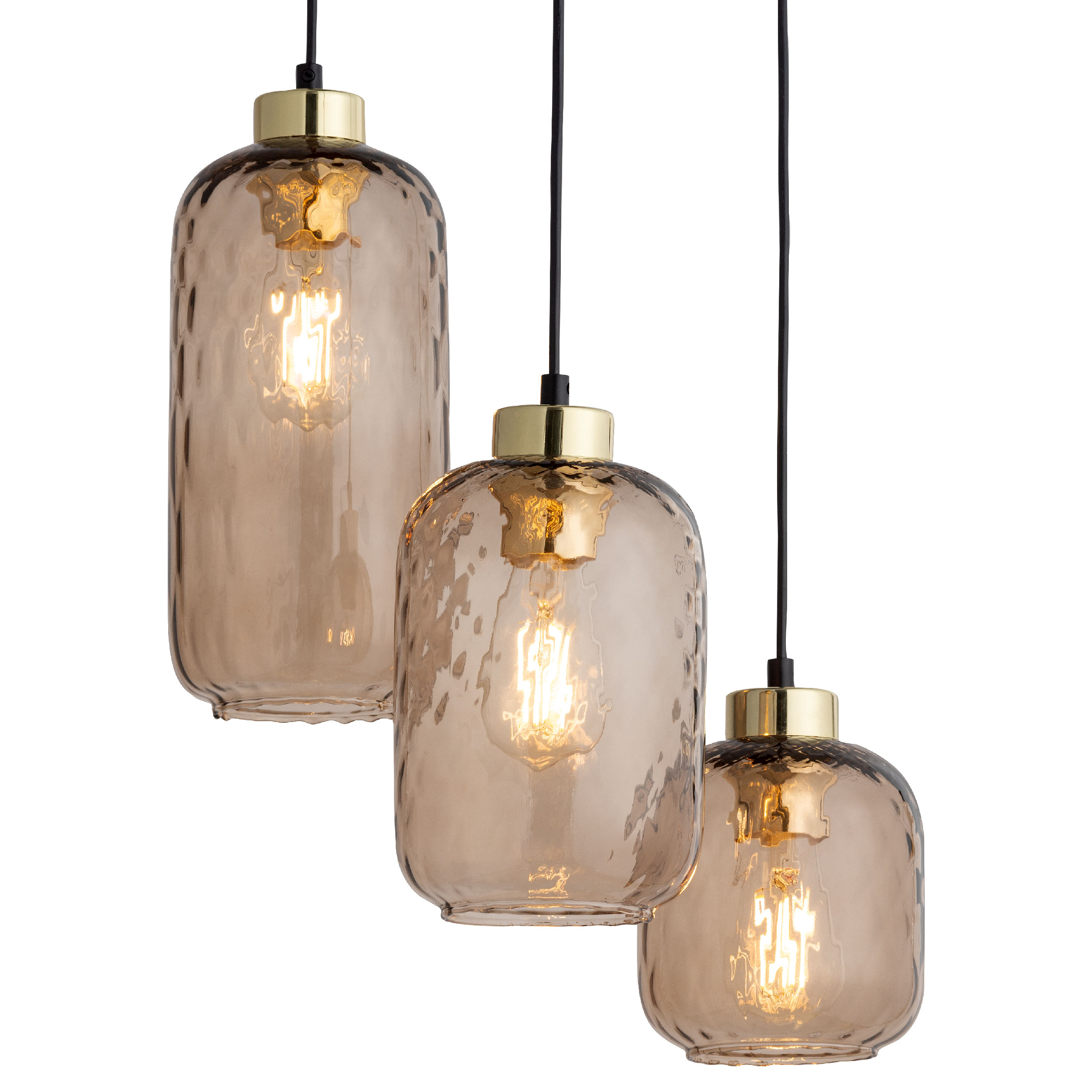 Lampa wisząca nowoczesna elegancka glamour loft klosz szklany bursztynowa czarna TK Lighting Pescara 4576 3x15W E27