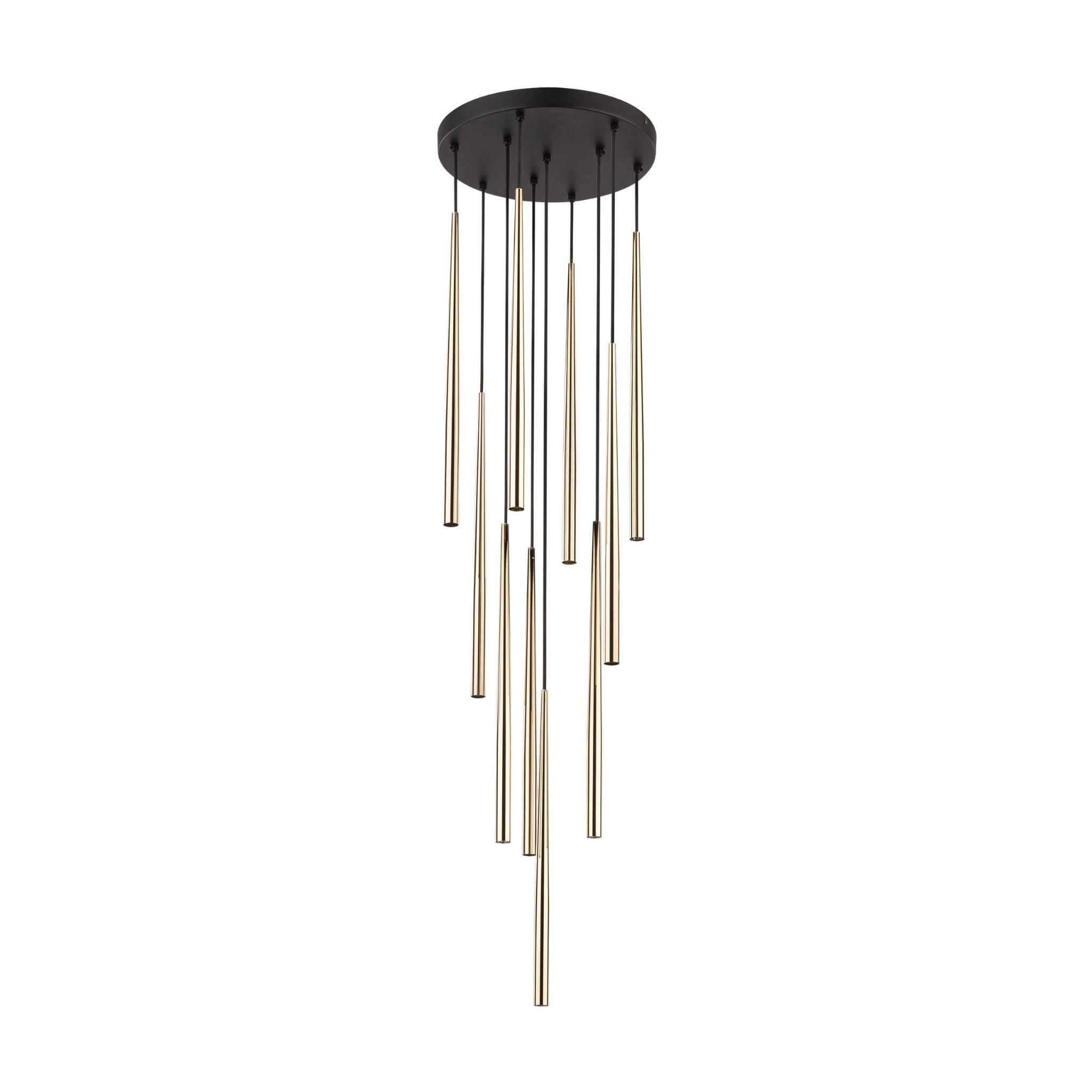 Lampa wisząca nowoczesna elegancka glamour sople patyk rurka czarna złota TK Lighting Piano 10118 10x8W G9