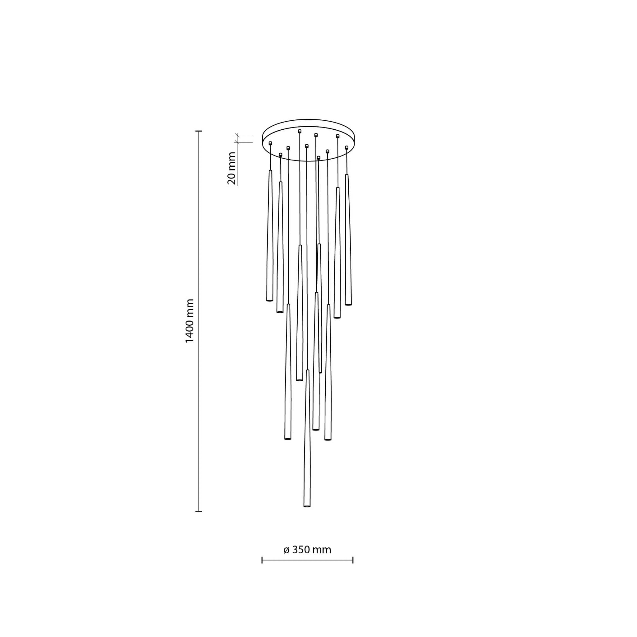 Lampa wisząca nowoczesna elegancka glamour sople patyk rurka czarna złota TK Lighting Piano 10118 10x8W G9