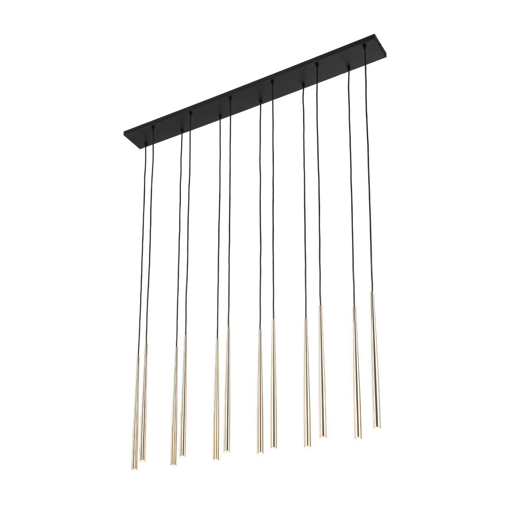 Lampa wisząca nowoczesna elegancka glamour sople patyk rurka czarna złota TK Lighting Piano 10119 12x8W G9