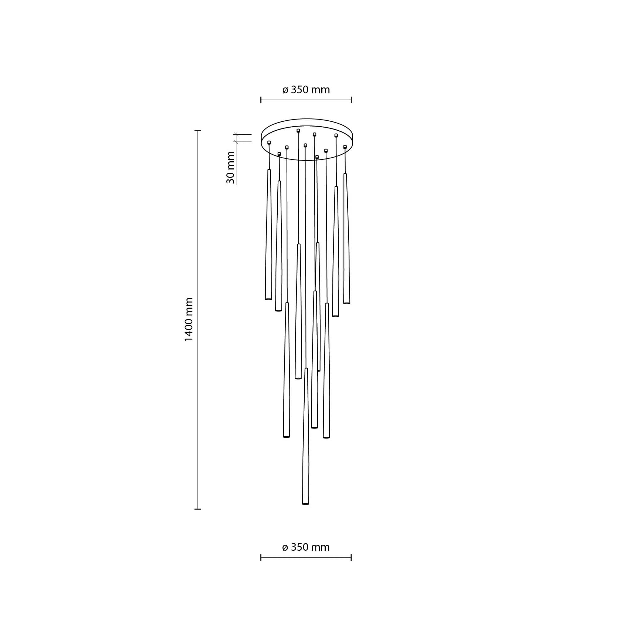 Lampa wisząca nowoczesna elegancka glamour sople patyk rurka czarna TK Lighting Piano 10114 10x8W G9
