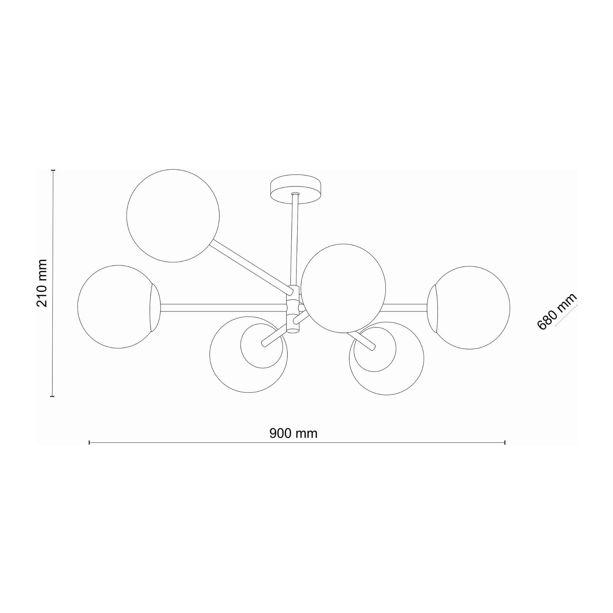 Tk Lighting Sarius 4734 plafon lampa sufitowa 6x6W G9 czarny biały