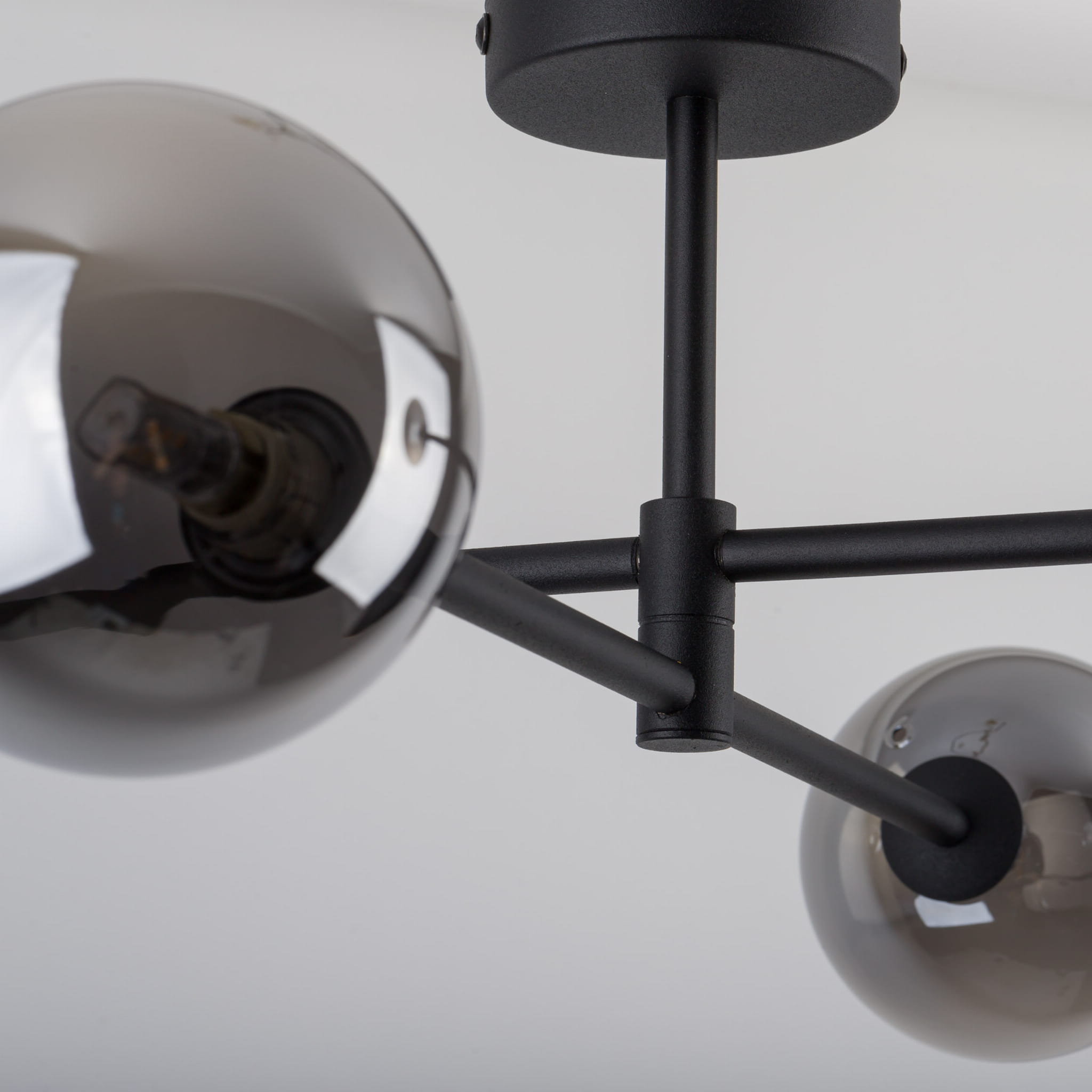 Plafon nowoczesny klasyczny industrialny loft pręty klosz szklany kule czarny grafitowy TK Lighting Sarius 6235 4x6W G9
