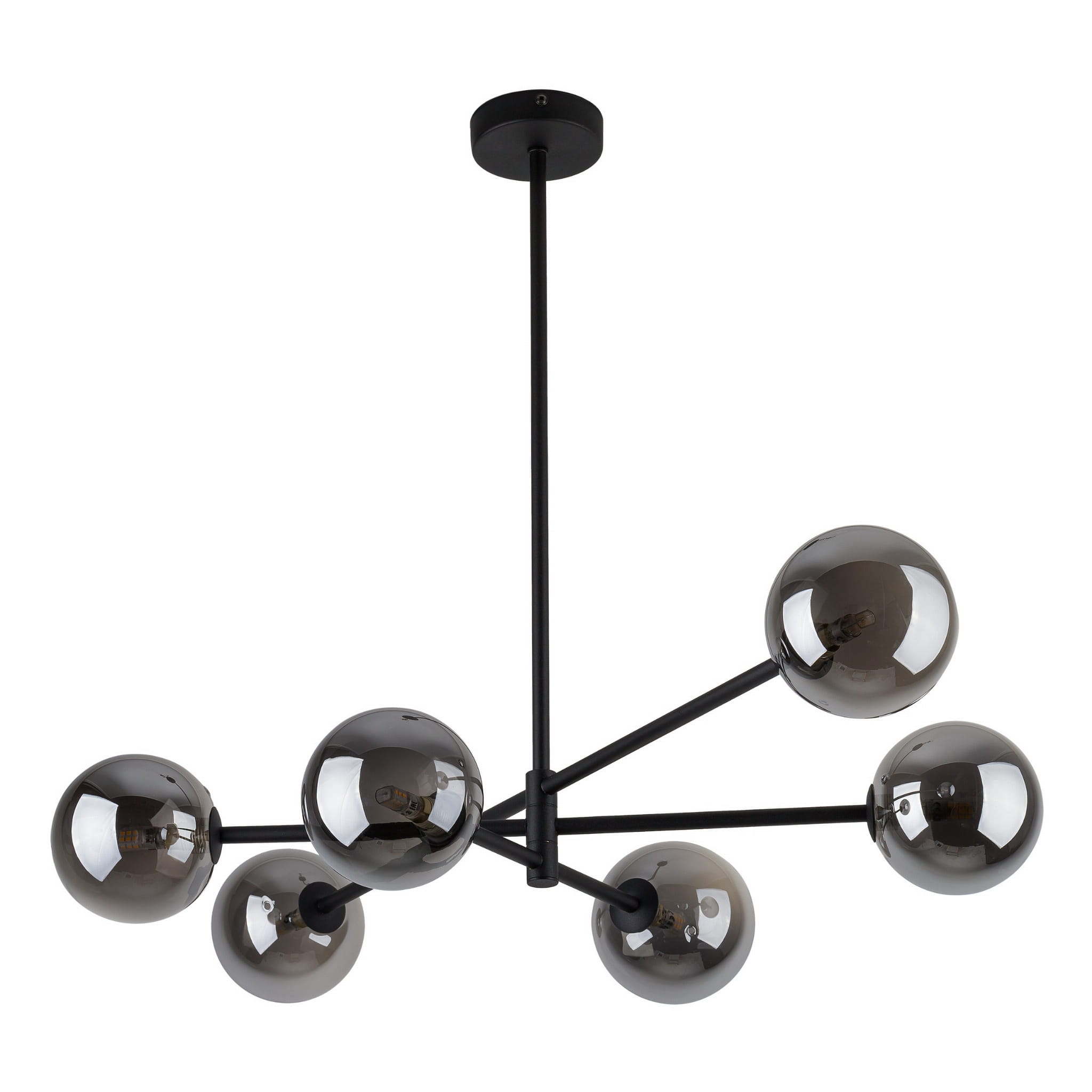 Plafon nowoczesny klasyczny industrialny loft pręty klosz szklany kule czarny grafitowy TK Lighting Sarius 6236 6x6W G9