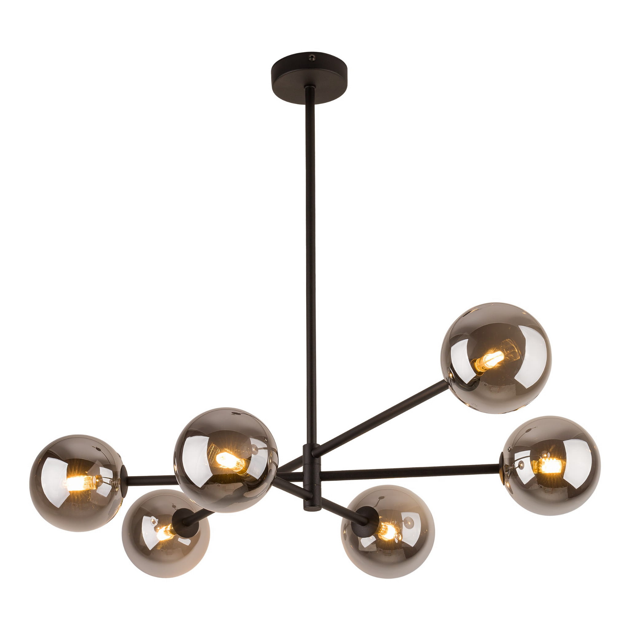 Plafon nowoczesny klasyczny industrialny loft pręty klosz szklany kule czarny grafitowy TK Lighting Sarius 6236 6x6W G9