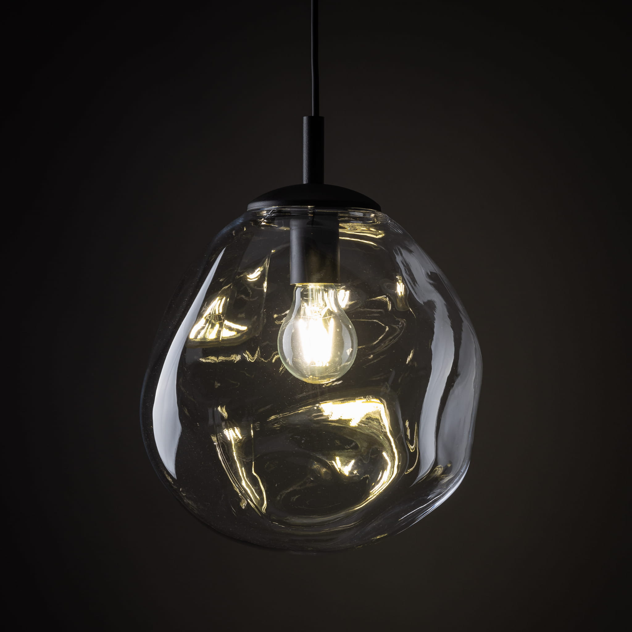 Lampa wisząca nowoczesna elegancka rock melt klosz szklany transparentna czarna TK Lighting Sol 10082 1x15W E27