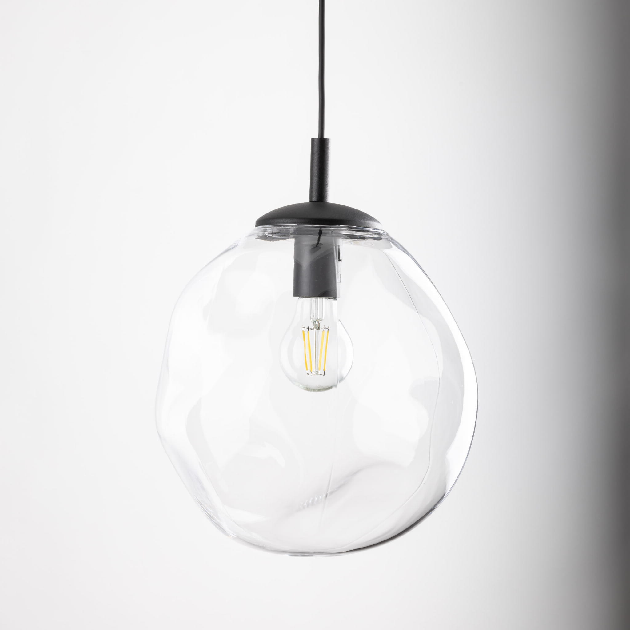 Lampa wisząca nowoczesna elegancka rock melt klosz szklany transparentna czarna TK Lighting Sol 10082 1x15W E27