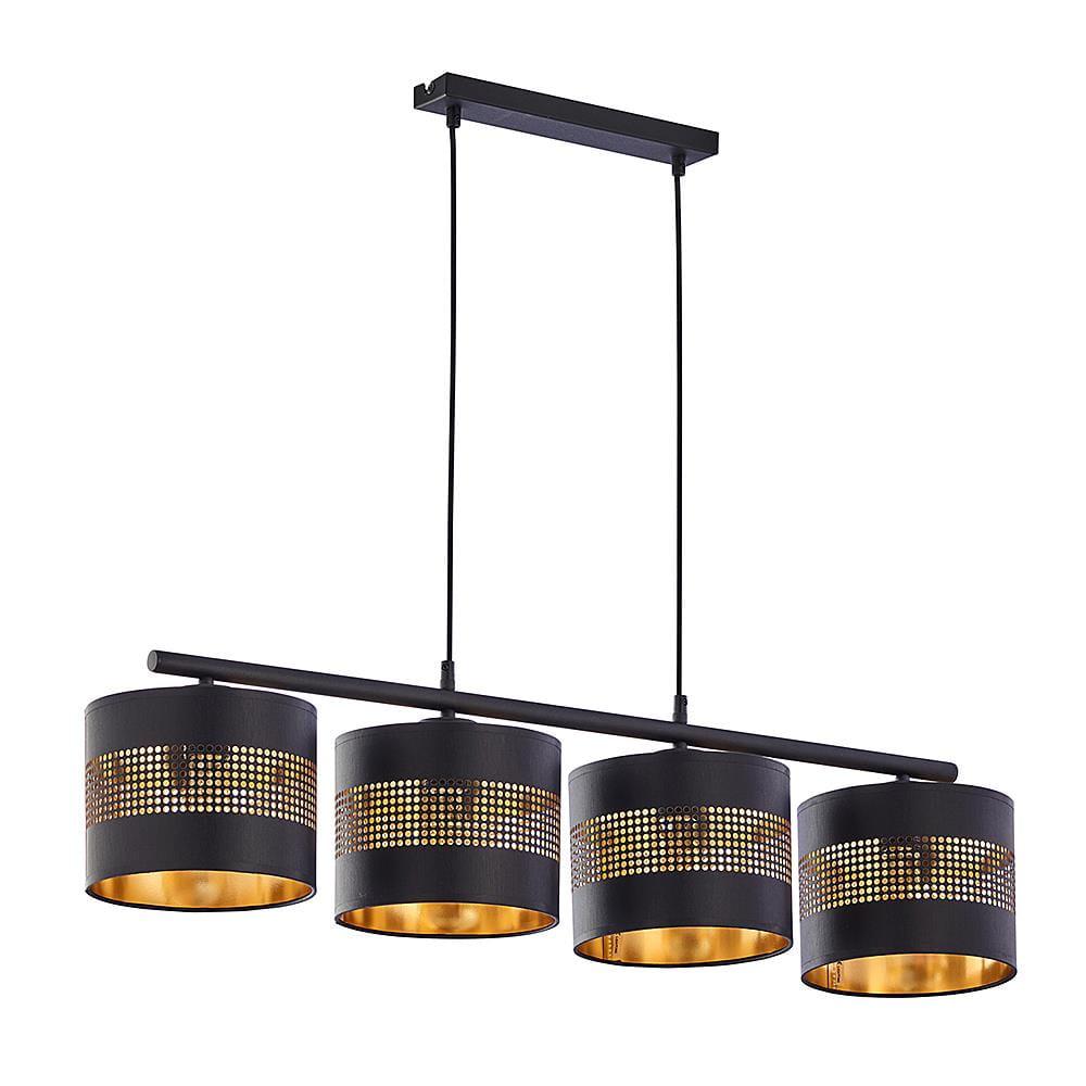 TK Lighting Tago 3213 lampa wisząca 4x15W E27 czarna złota