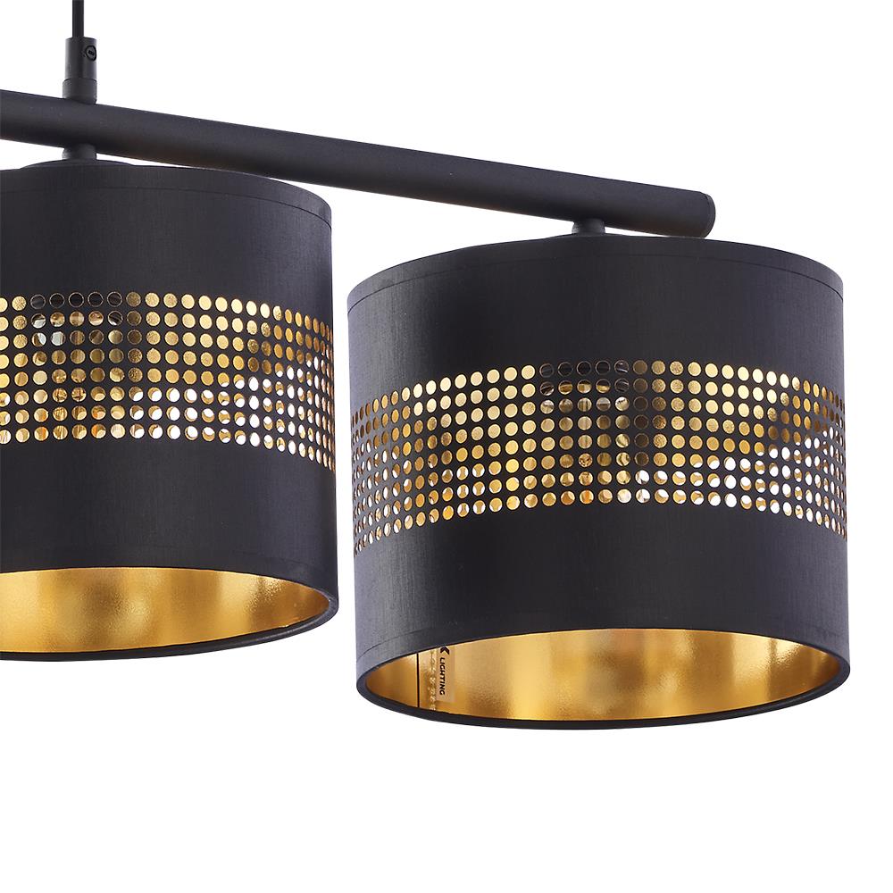 TK Lighting Tago 3213 lampa wisząca 4x15W E27 czarna złota