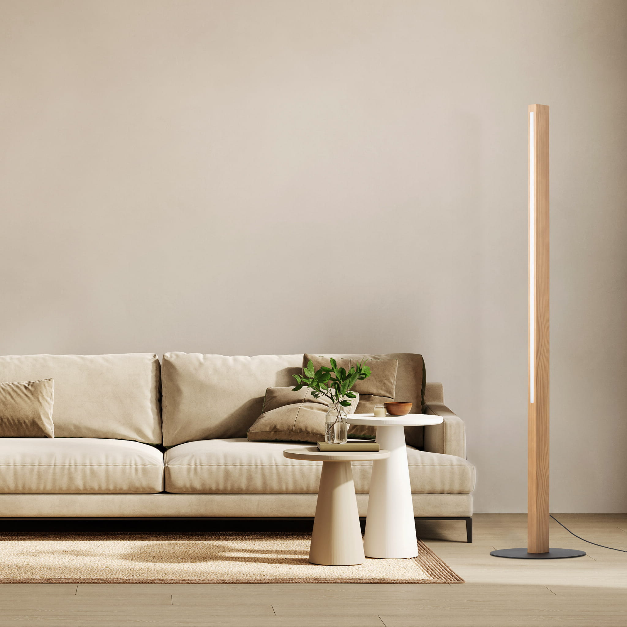 Lampa podłogowa nowoczesna skandynawska boho loft słupek drewniany sosna czarna TK Lighting Teo 1391 1x36W LED 3000K