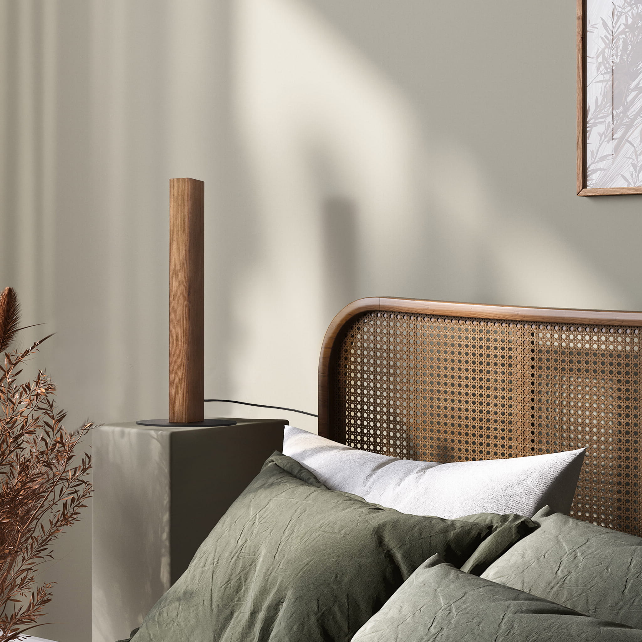 Lampka nowoczesna loft boho skandynawska słupek belka orzech czarna TK Lighting Teo 1411 1x6W LED 3000K 906 lm