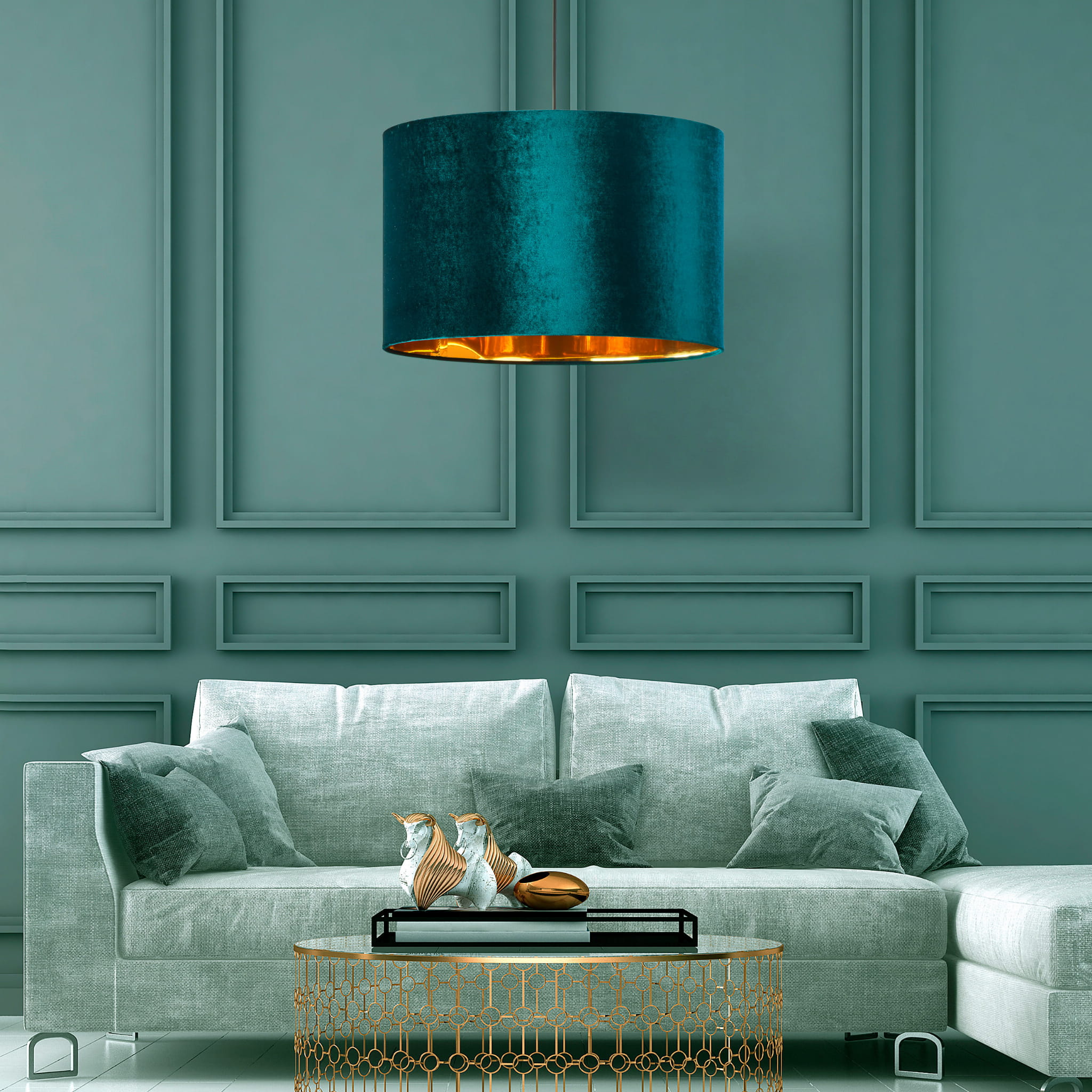 Tk Lighting Tercino 6170 lampa wisząca 3x60W E27 zielona złota