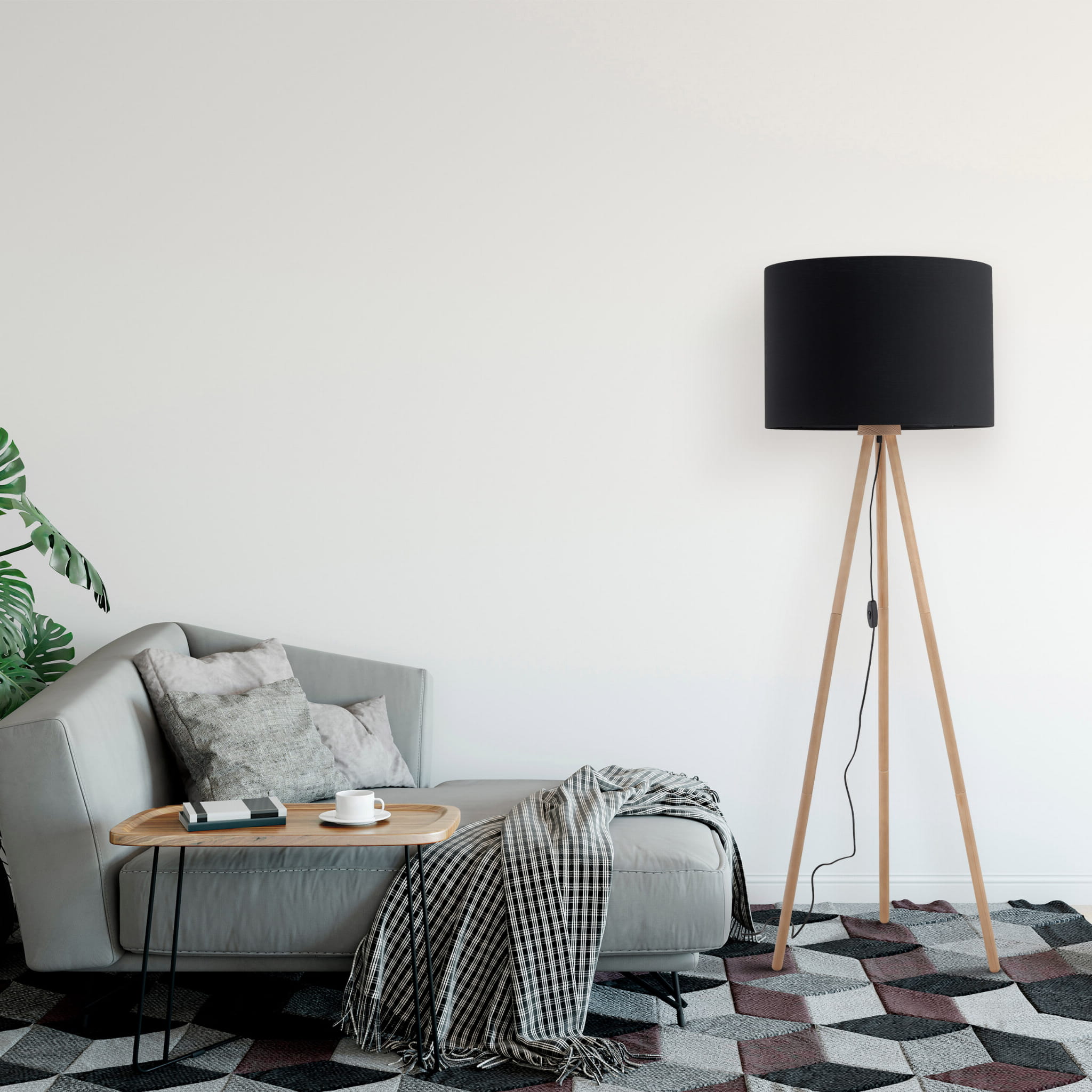 TK LIGHTING TOKYO LAMPA PODŁOGOWA 1-PUNKTOWA tuba sosna czarny 5286 E27 1X15W