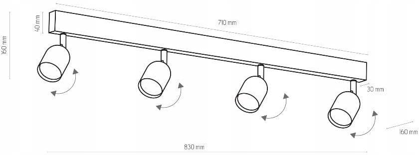 TK Lighting Top 1009 plafon lampa sufitowa 4x10W GU10 czarny chromowy