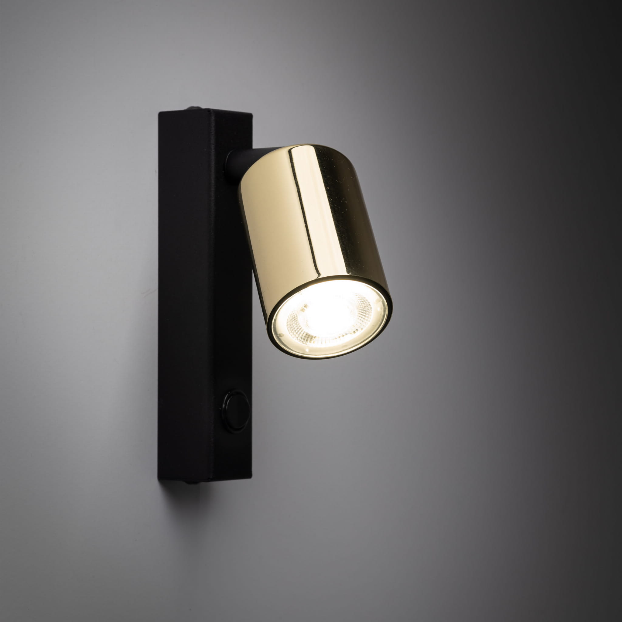 Kinkiet nowoczesny elegancki metalowy tuba z włącznikiem złoty czarny TK Lighting Top 6087 1x10W GU10