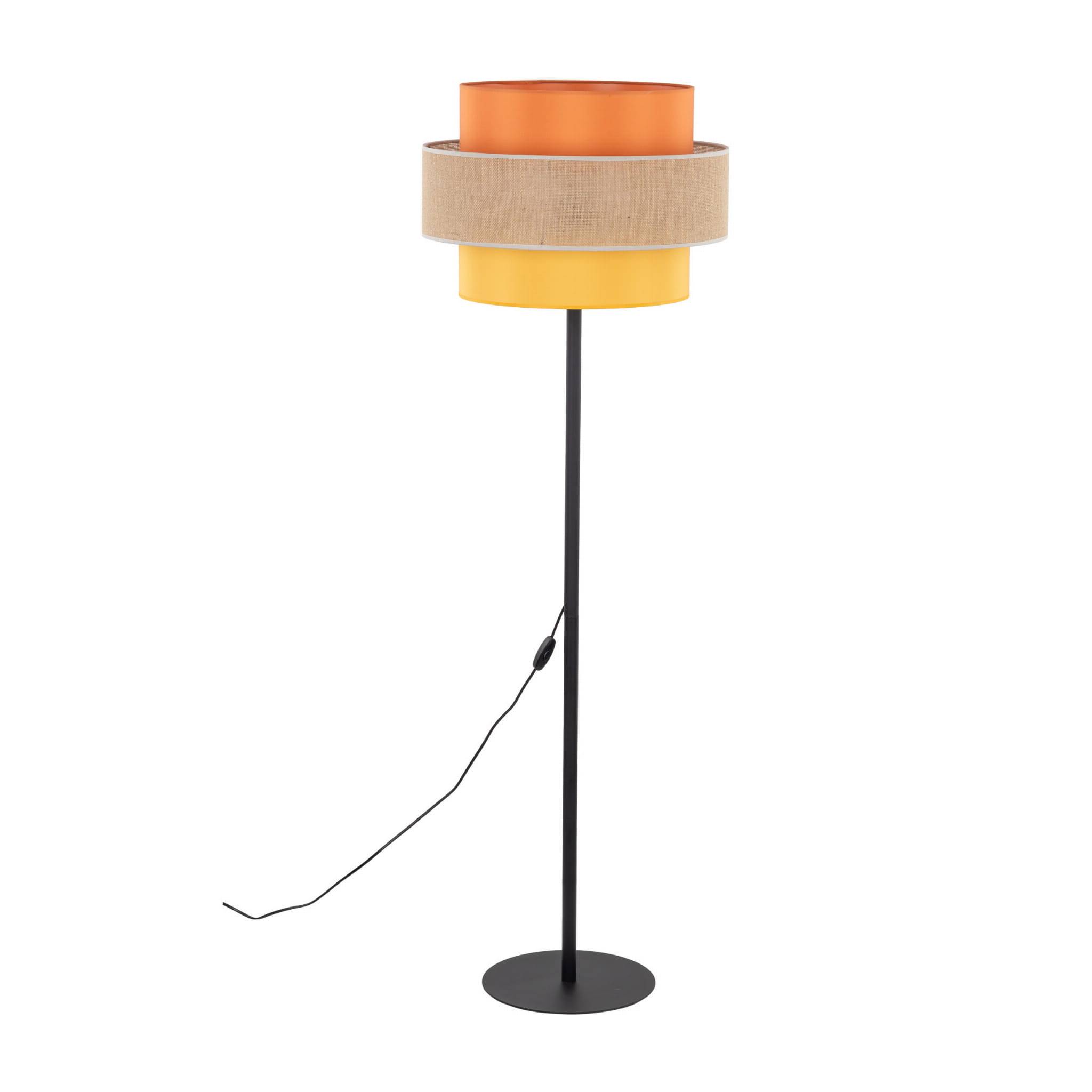 Lampa podłogowa nowoczesna boho skandynawska abażur materiałowy czarna multikolor TK Lighting Trio 6451 1x15W E27