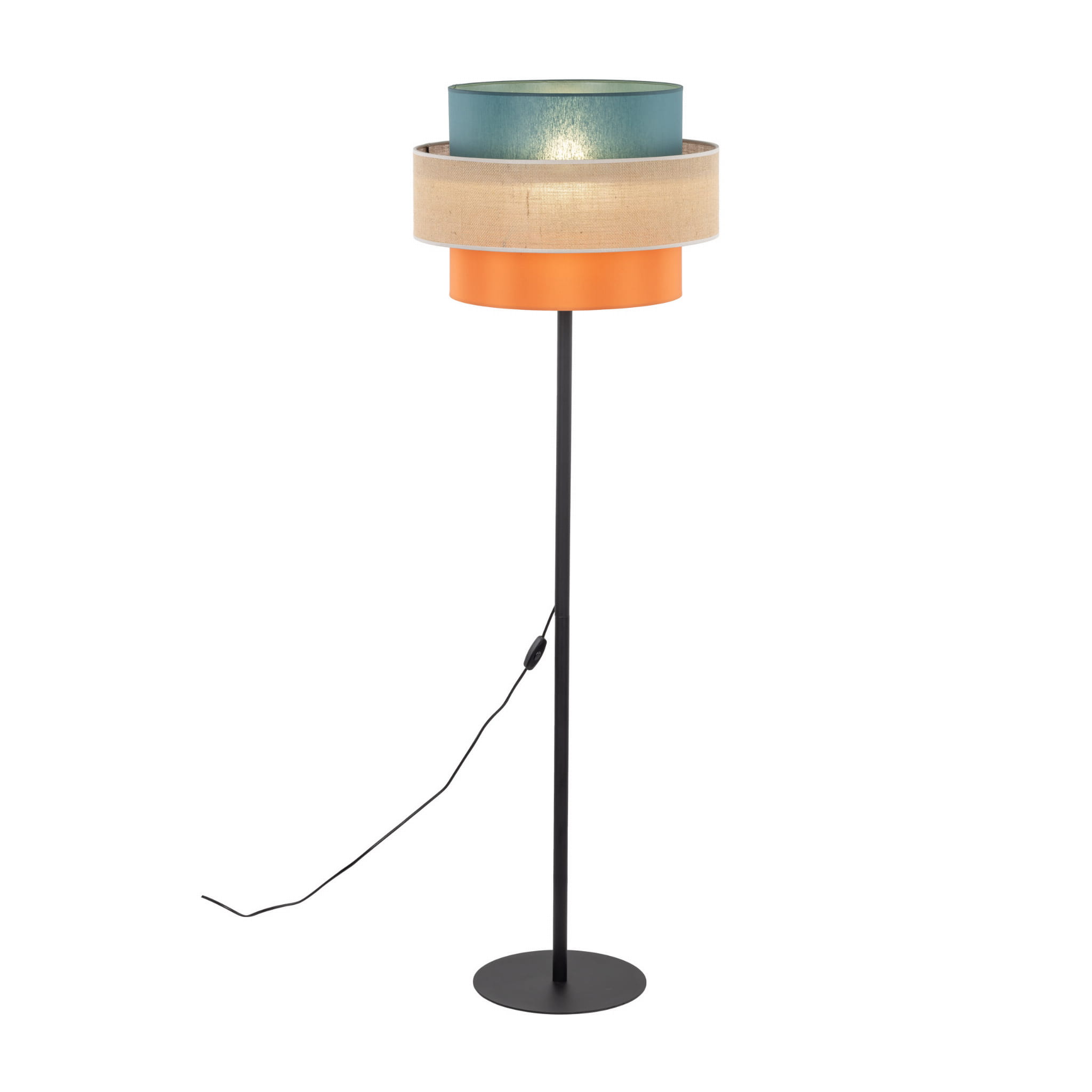 Lampa podłogowa nowoczesna boho skandynawska abażur materiałowy czarna multikolor TK Lighting Trio 6452 1x15W E27