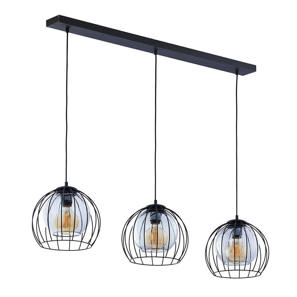 Lampa wisząca nad stół druciane metalowe klosze TK Lighting Universo 4483 3x60W E27 czarna grafitowa