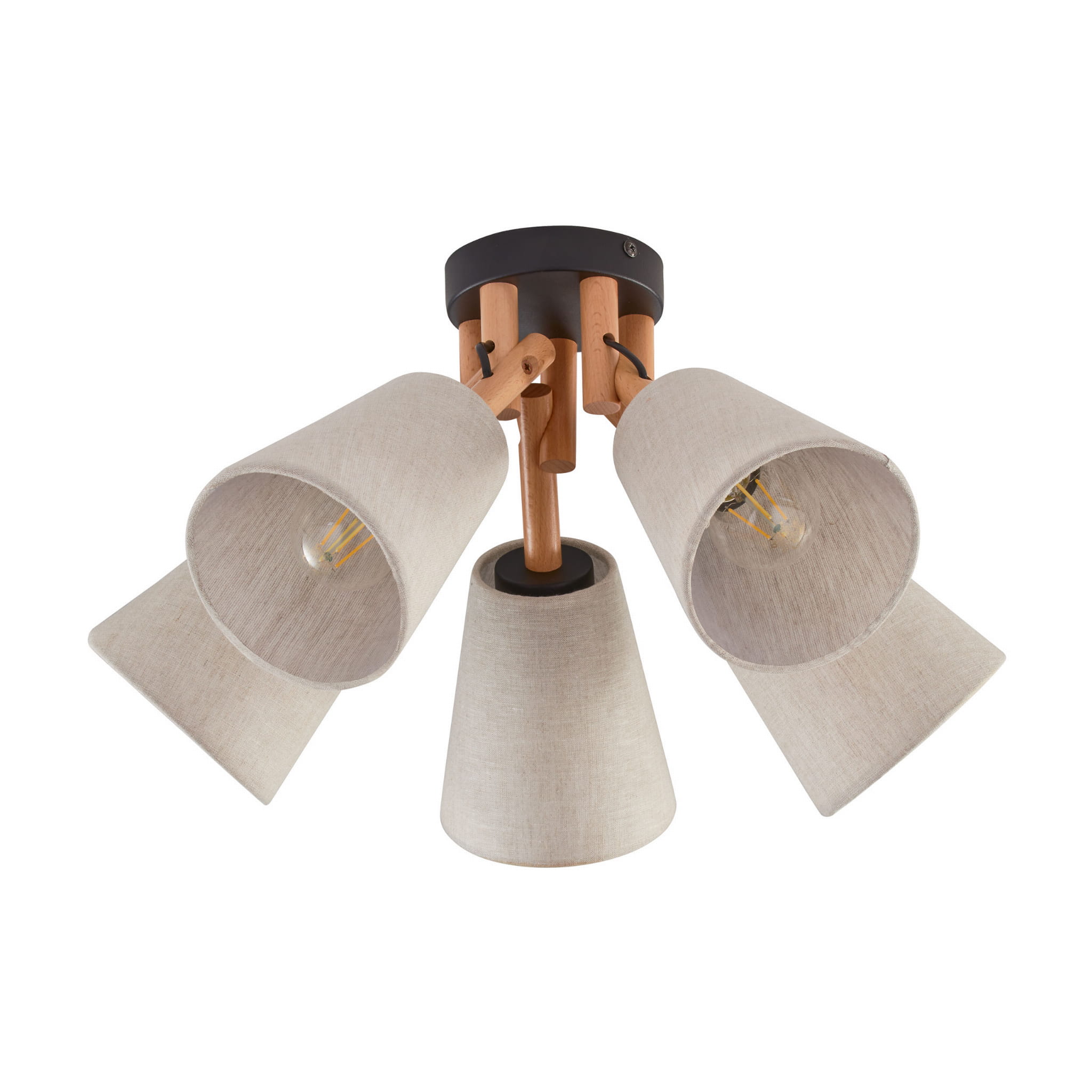 Tk Lighting Vaio 575 plafon lampa sufitowa 5x15W E27 czarny drewniany