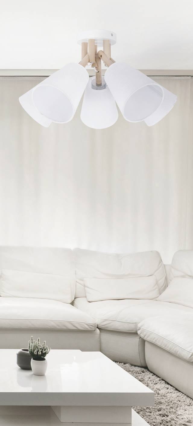 TK Lighting Vaio White 666 plafon lampa sufitowa 5x60W E27 biały drewno