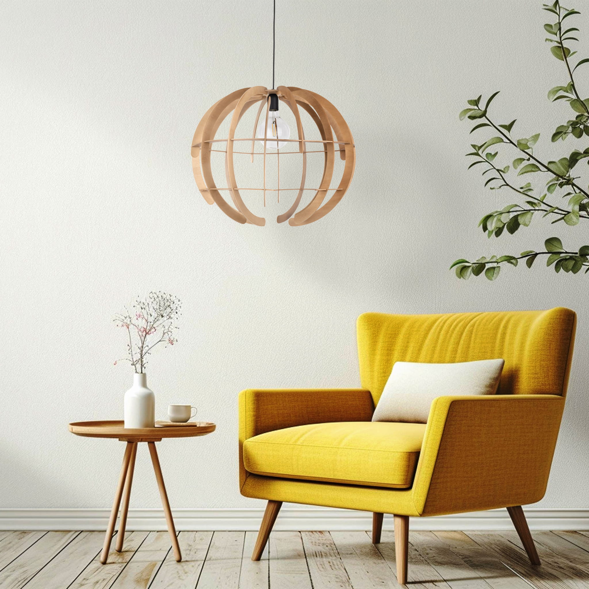 Lampa wisząca nowoczesna boho skandynawska ażurowa drewniana czarna TK Lighting Venus 6888 1x15W E27