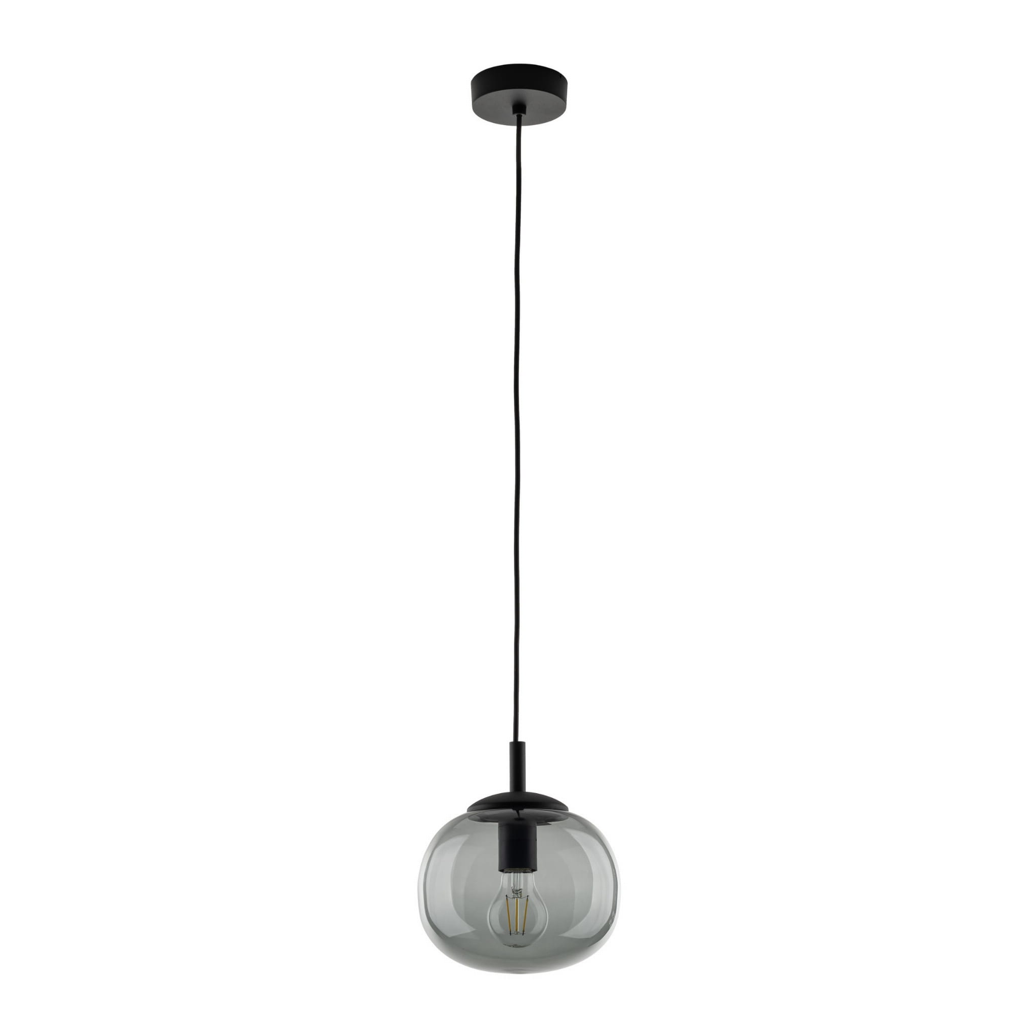 Lampa wisząca nowoczesna klasyczna loft klosz szklany kula dymiony grafitowa czarna TK Lighting Vibe 5825 1x15W E27