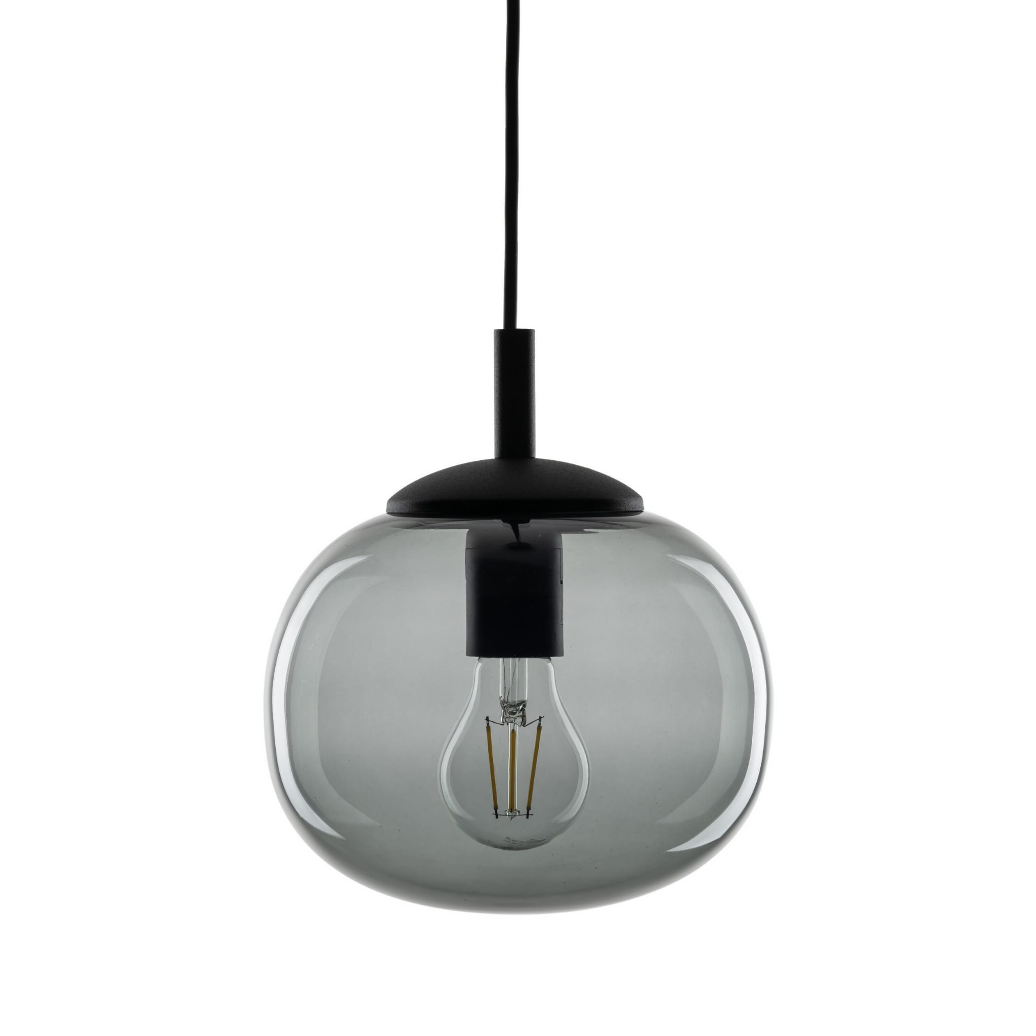 Lampa wisząca nowoczesna klasyczna loft klosz szklany kula dymiony grafitowa czarna TK Lighting Vibe 5825 1x15W E27
