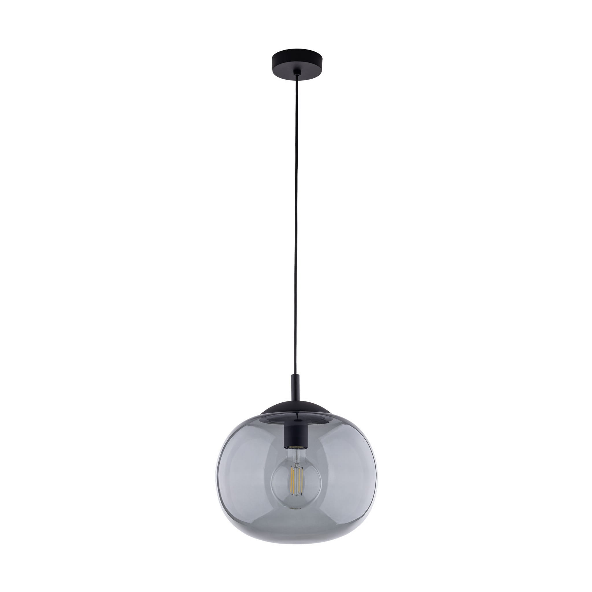 Lampa wisząca nowoczesna klasyczna loft klosz szklany kula dymiony grafitowa czarna TK Lighting Vibe 4837 1x15W E27